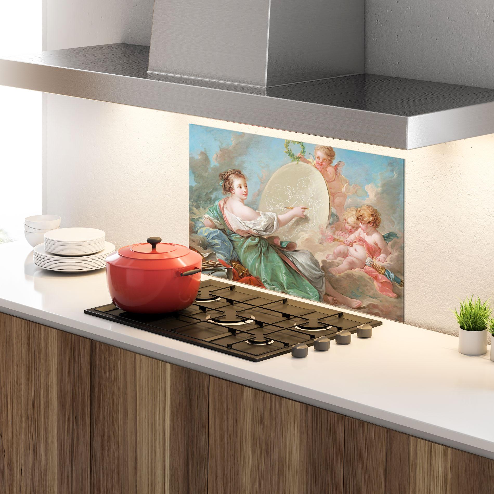 Panou Sticla Bucatarie Painting Cute Angels mockup 4