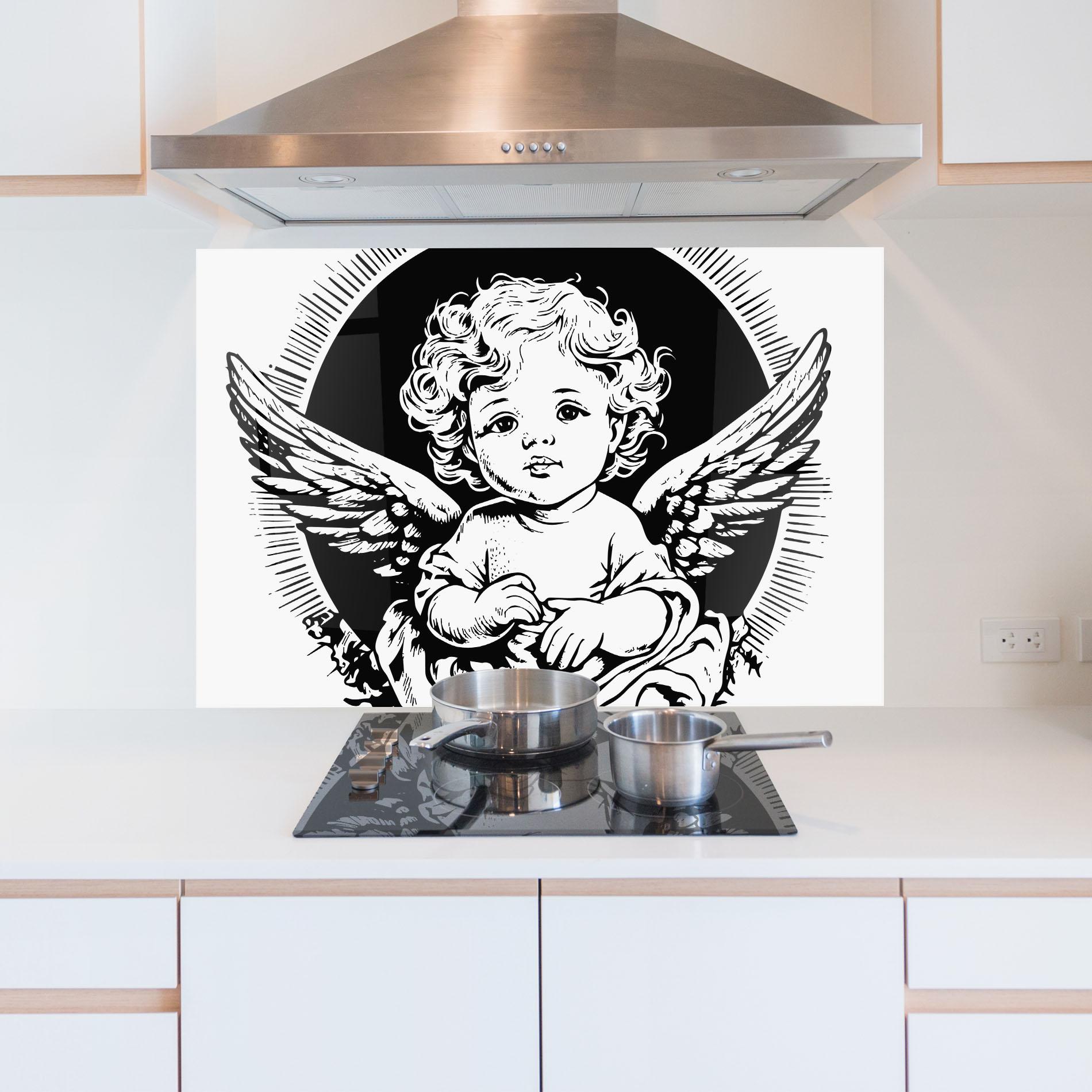 Panou Sticla Bucatarie Cute Baby Angel mockup 5