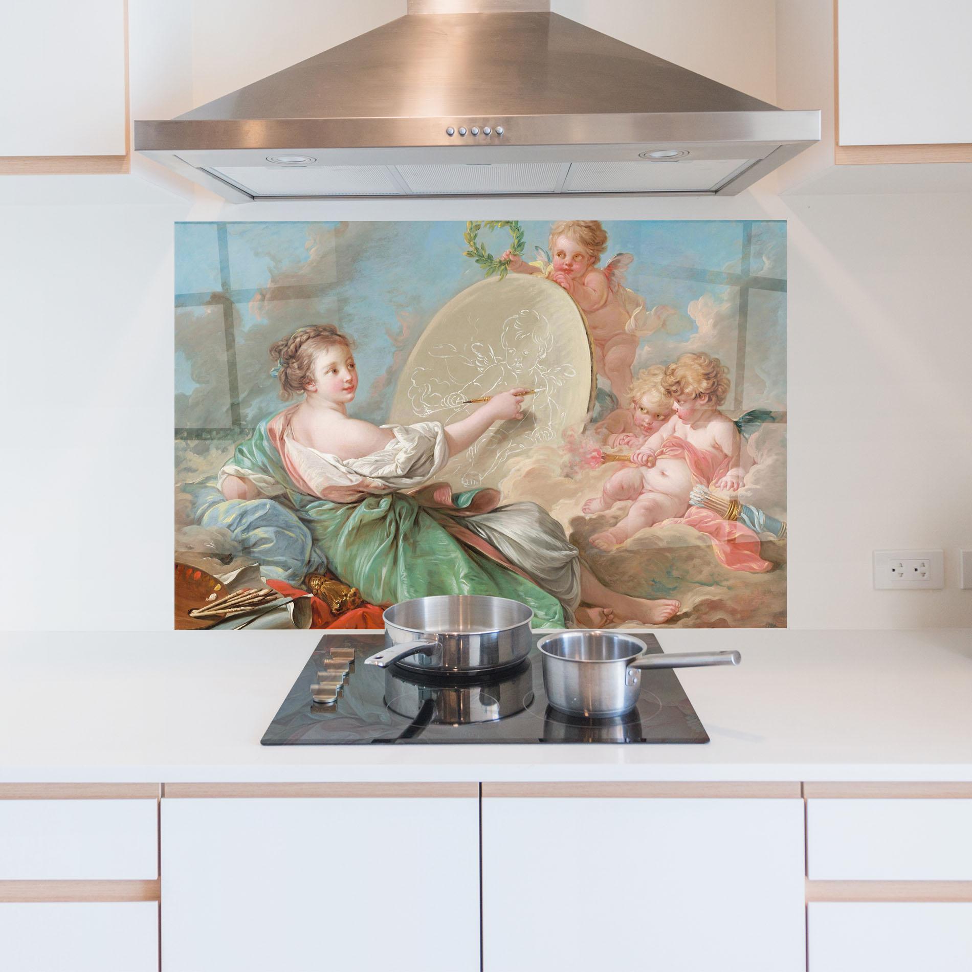 Panou Sticla Bucatarie Painting Cute Angels mockup 5