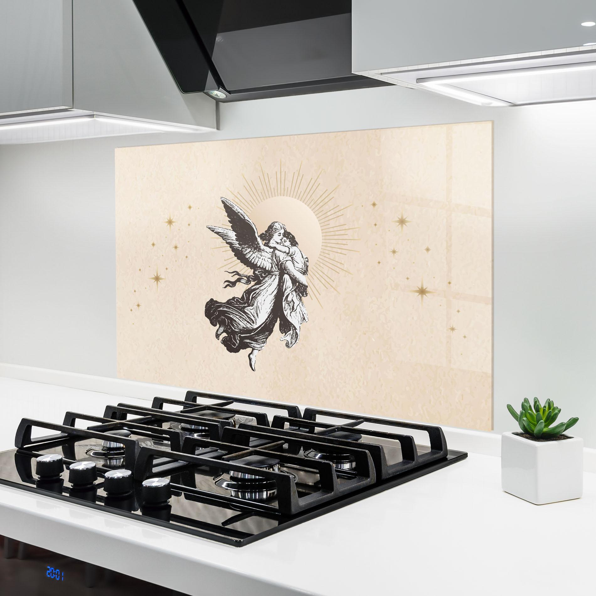 Panou Sticla Bucatarie Cream Angel Stars mockup 6