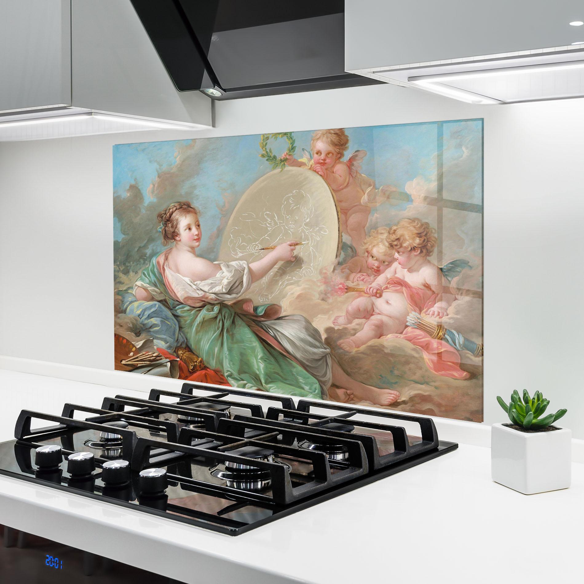 Panou Sticla Bucatarie Painting Cute Angels mockup 6