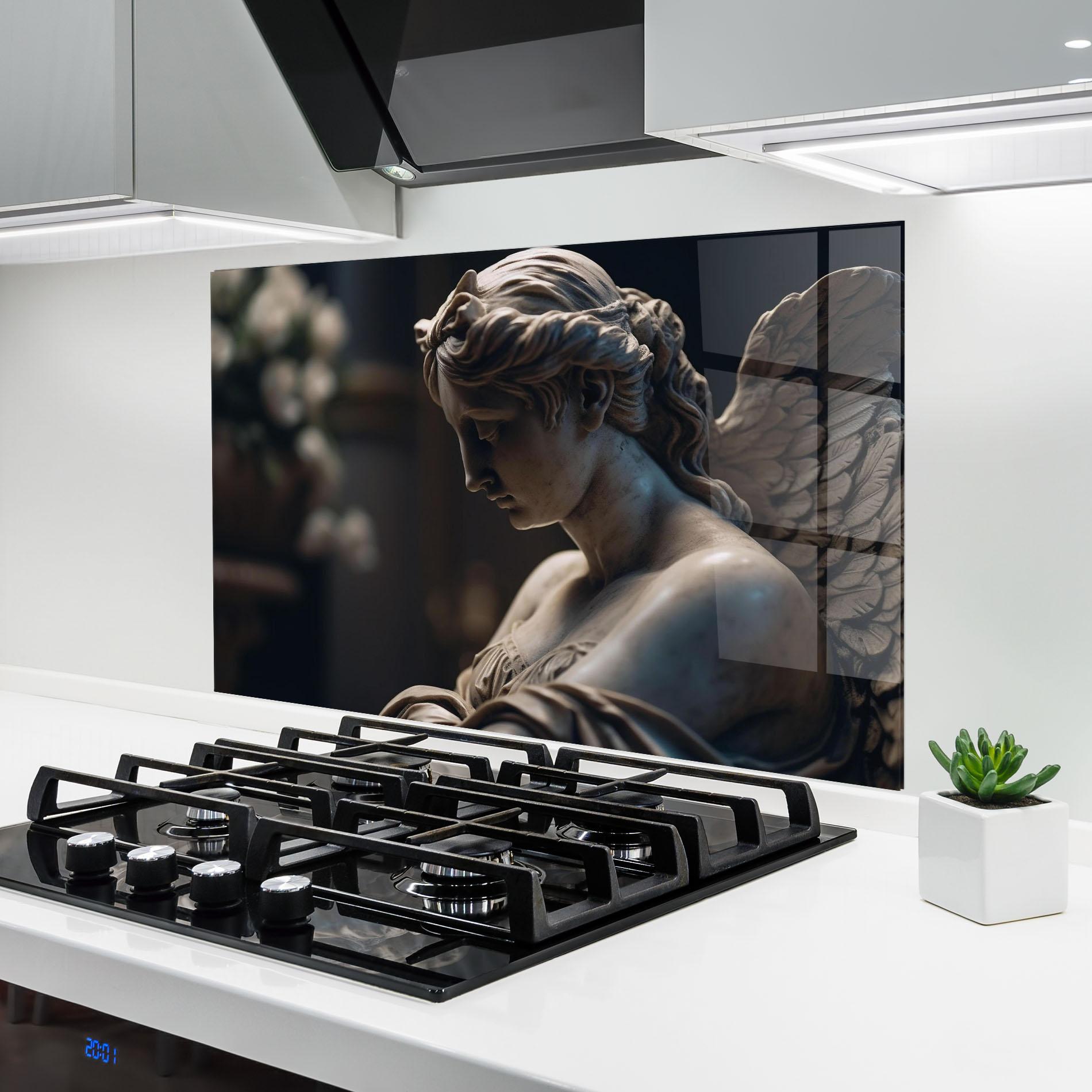 Panou Sticla Bucatarie Praying Woman mockup 6