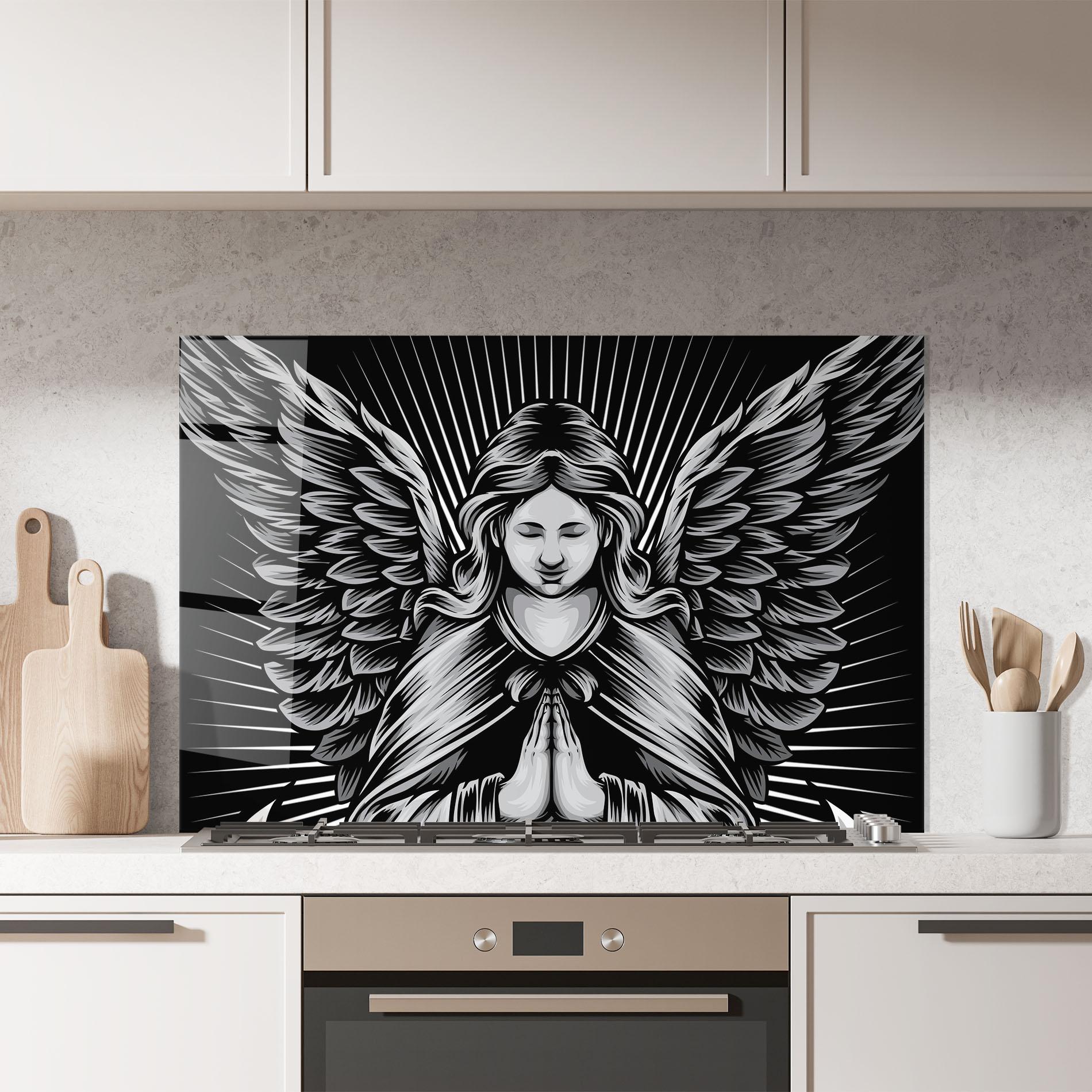 Panou Sticla Bucatarie Wings Pray mockup 7