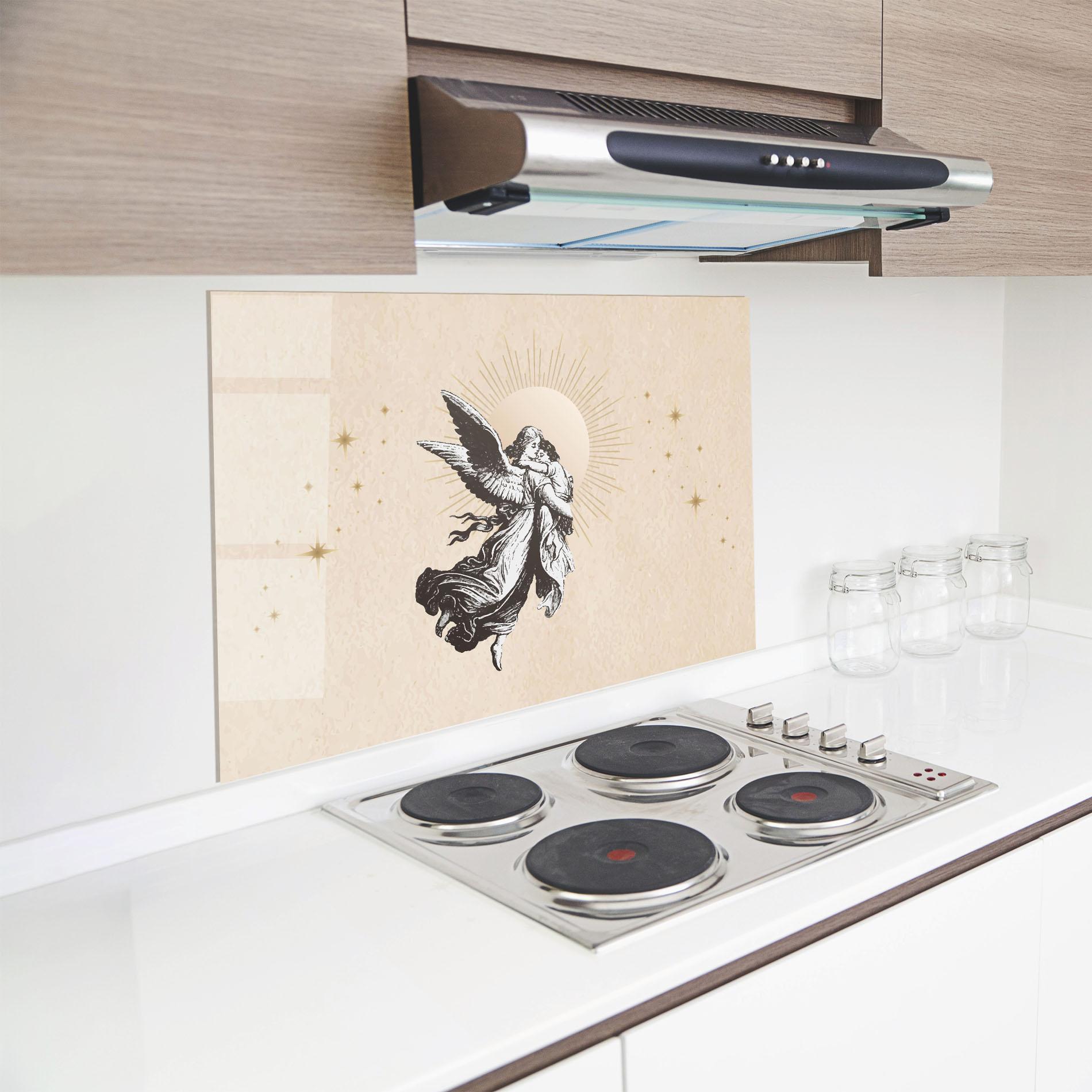 Panou Sticla Bucatarie Cream Angel Stars mockup 8