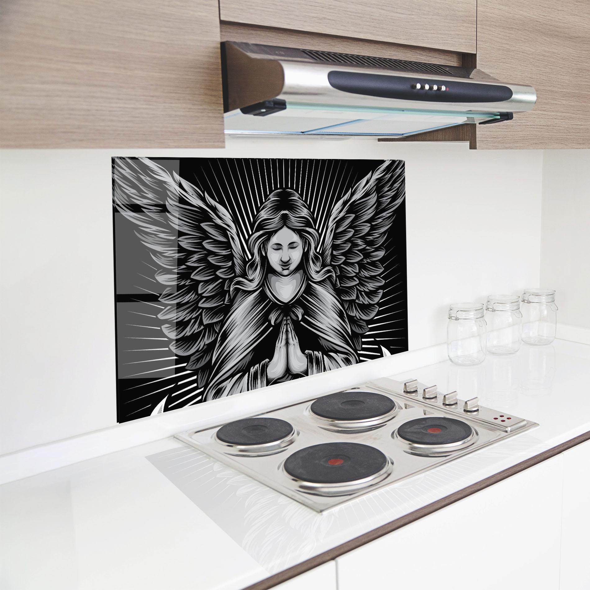 Panou Sticla Bucatarie Wings Pray mockup 8