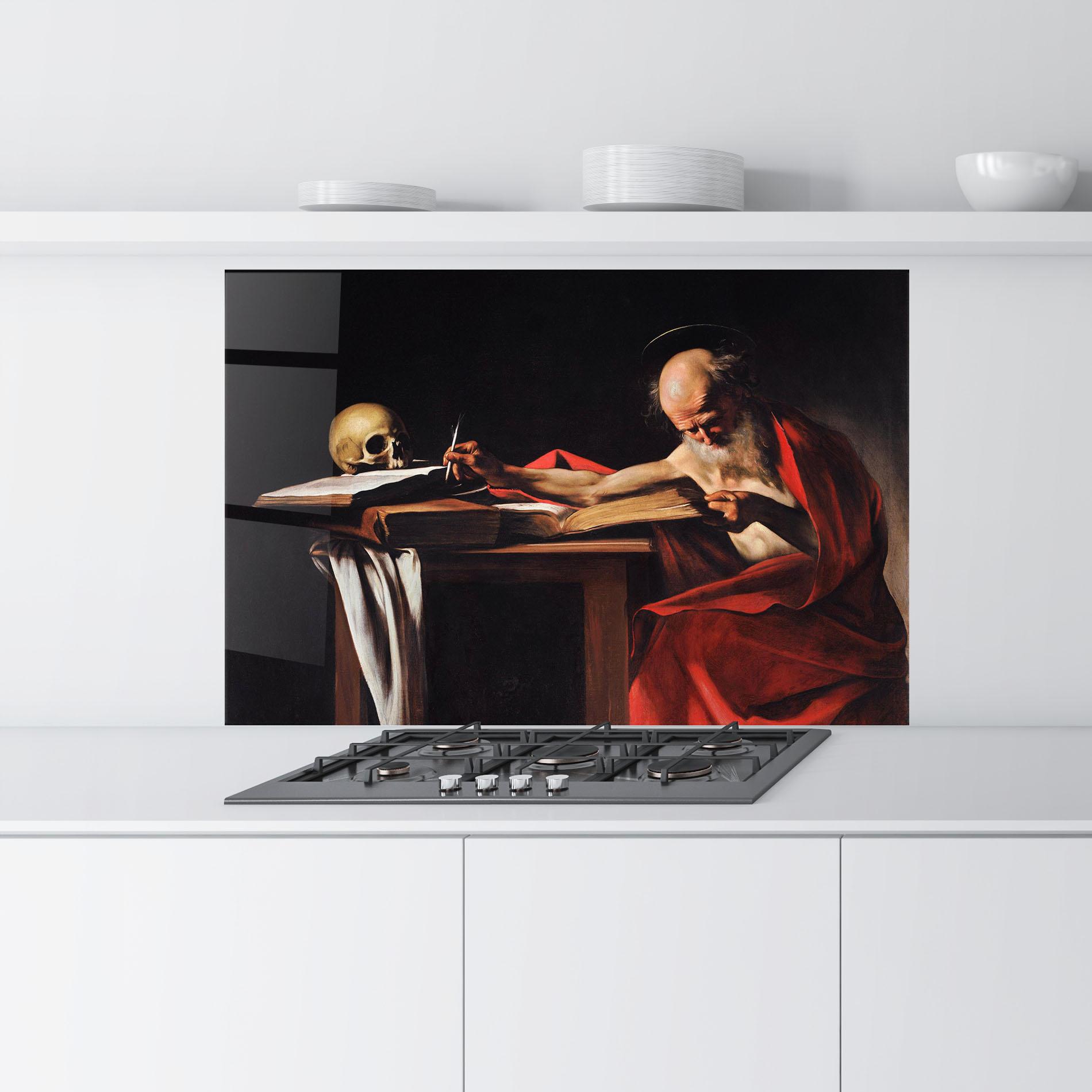 Panou Sticla Bucatarie Saint Jerome Writing mockup 9