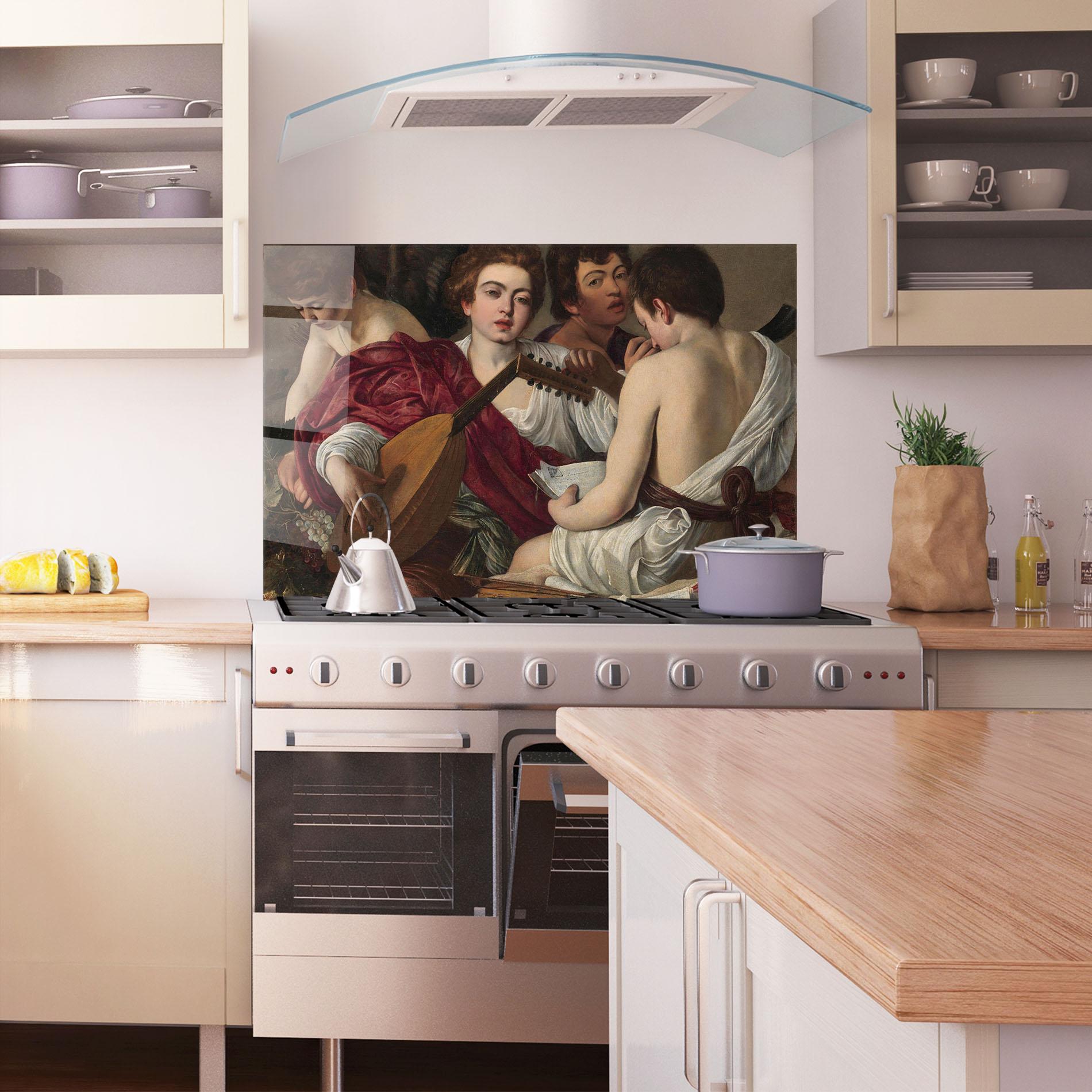 Panou Sticla Bucatarie Caravaggio Musici mockup 1