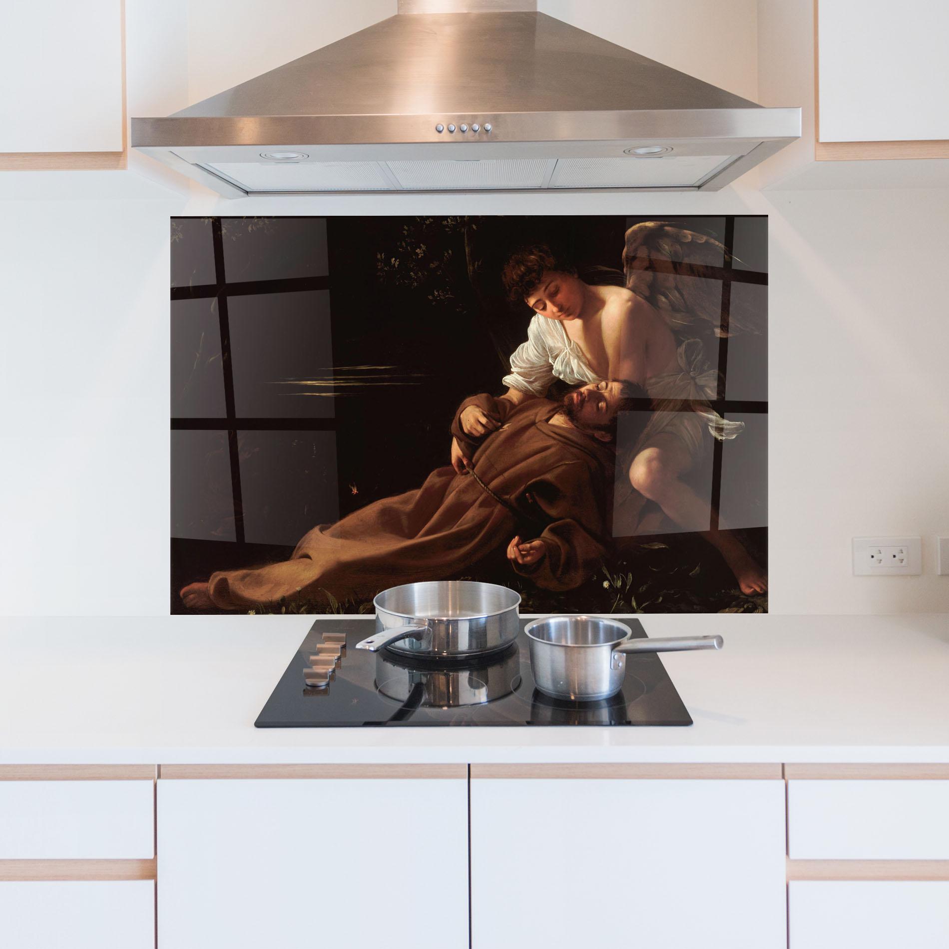 Panou Sticla Bucatarie Francis Of Assisi In Ecstasy mockup 5