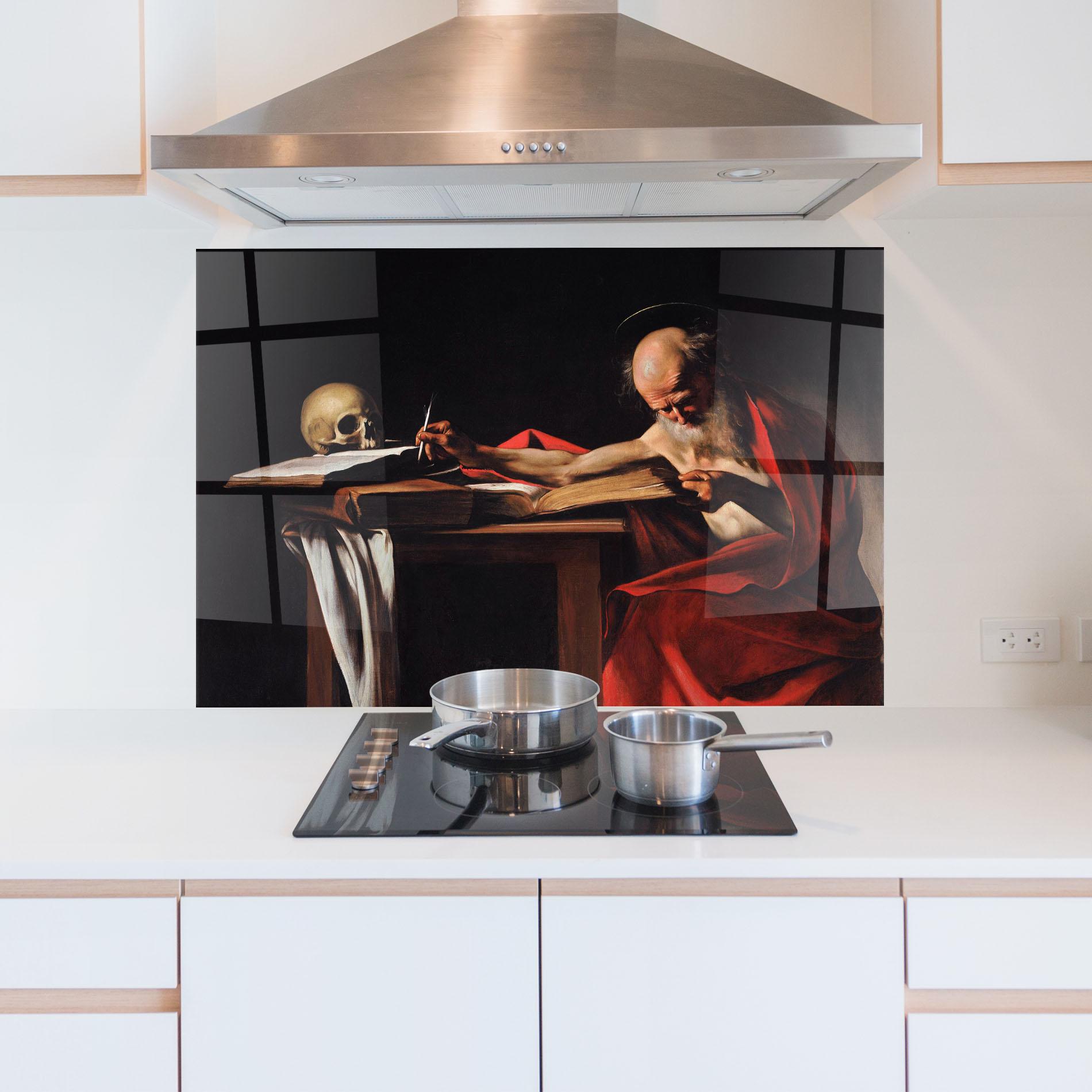 Panou Sticla Bucatarie Saint Jerome Writing mockup 5