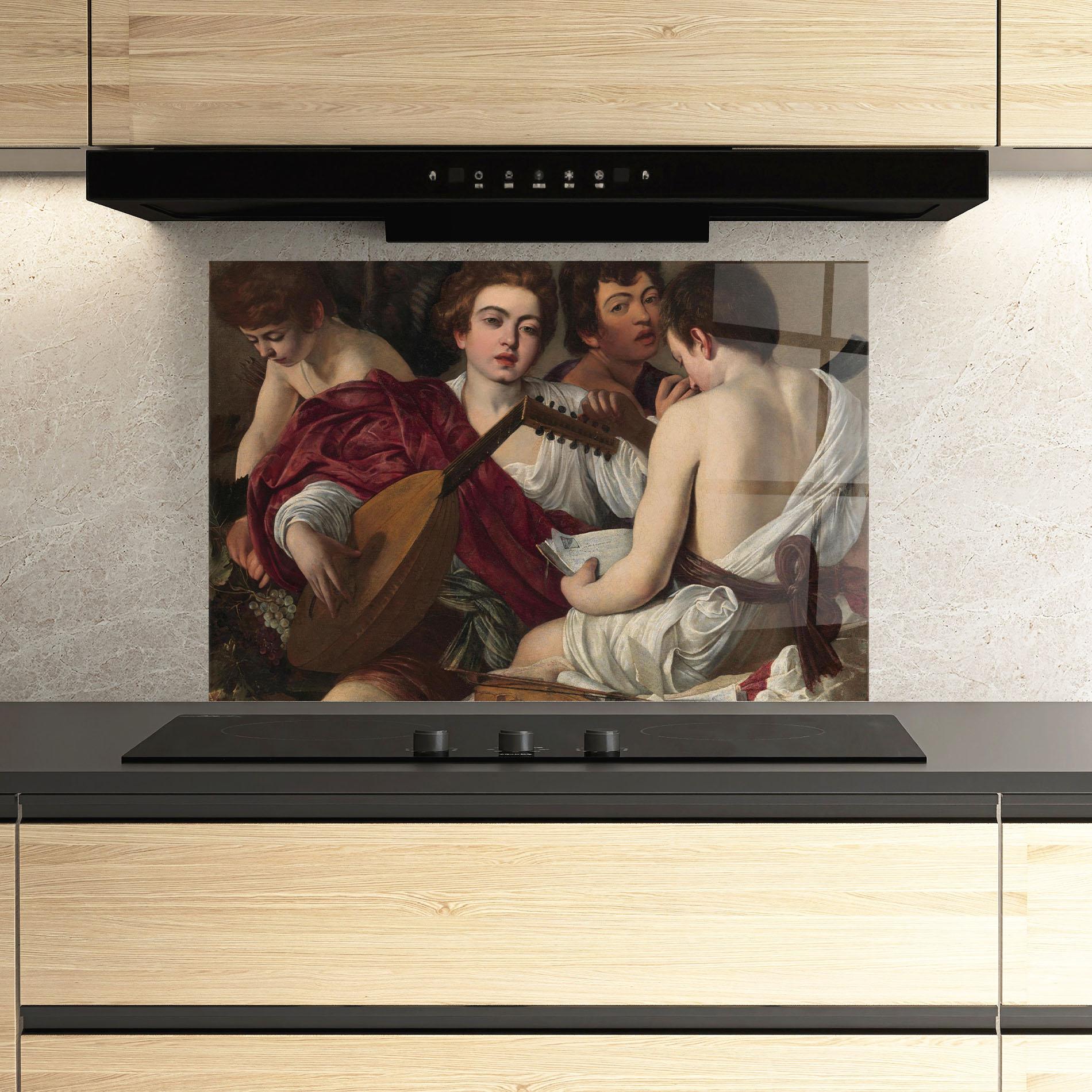 Panou Sticla Bucatarie Caravaggio Musici mockup 3