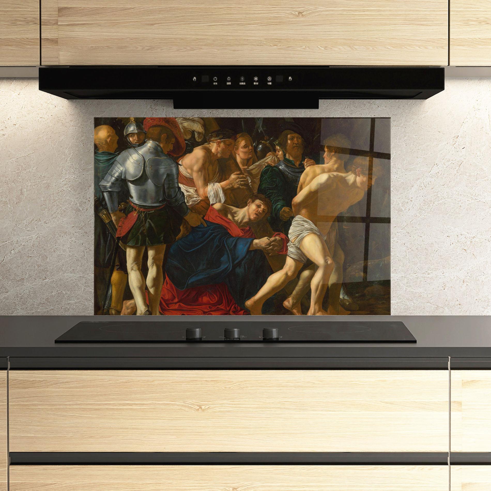 Panou Sticla Bucatarie Fall Of Christ Calvary mockup 3