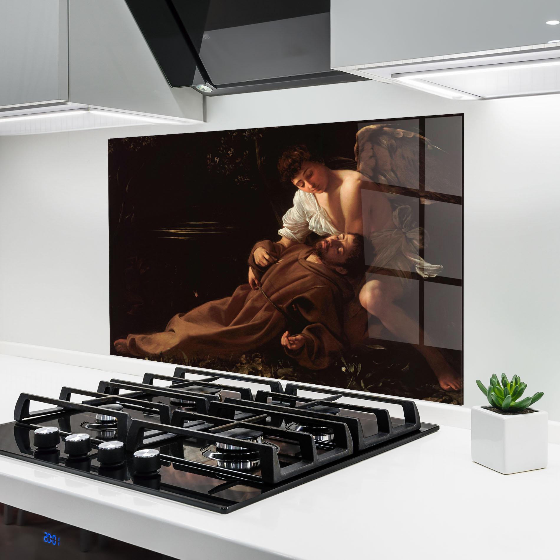 Panou Sticla Bucatarie Francis Of Assisi In Ecstasy mockup 6