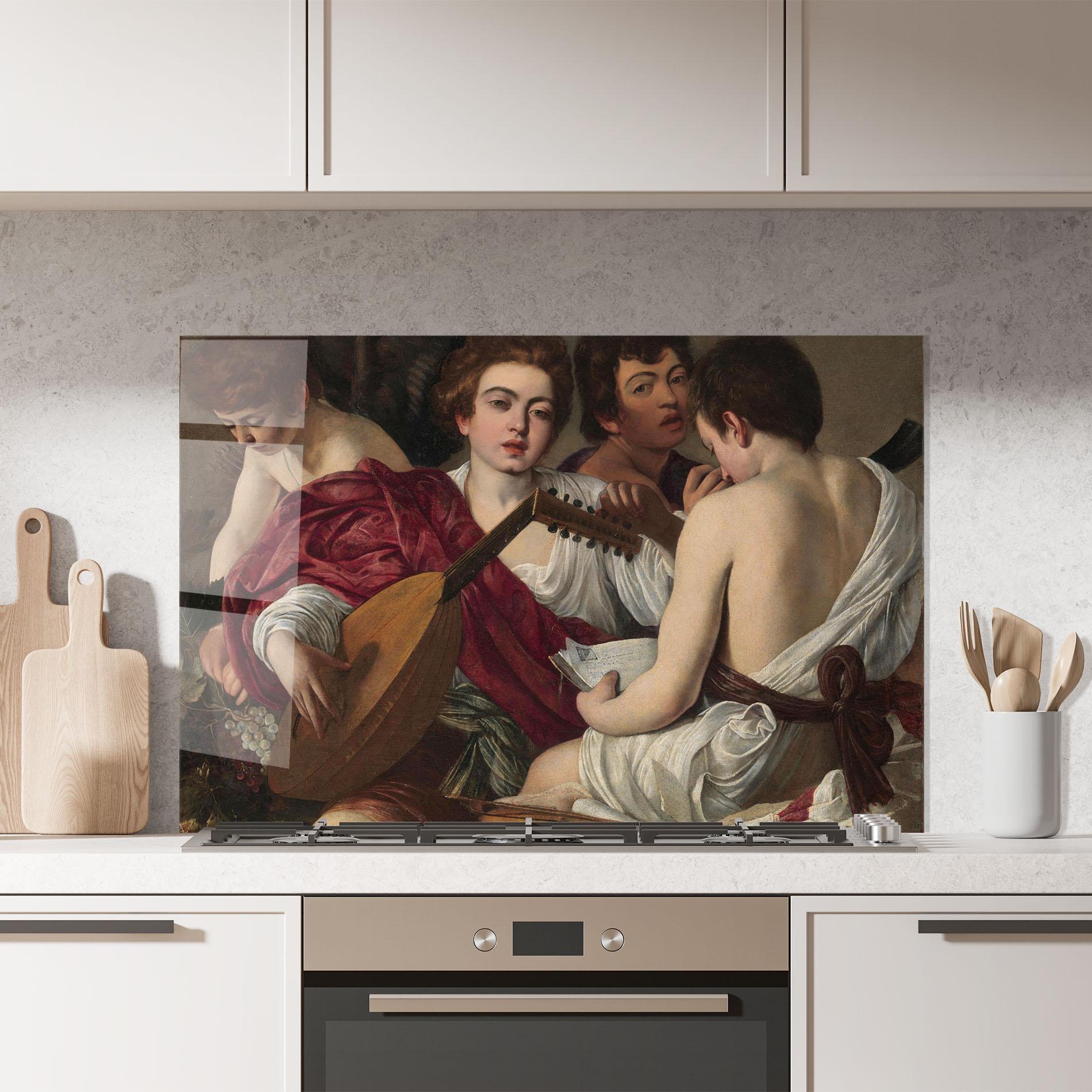 Panou Sticla Bucatarie Caravaggio Musici mockup 7