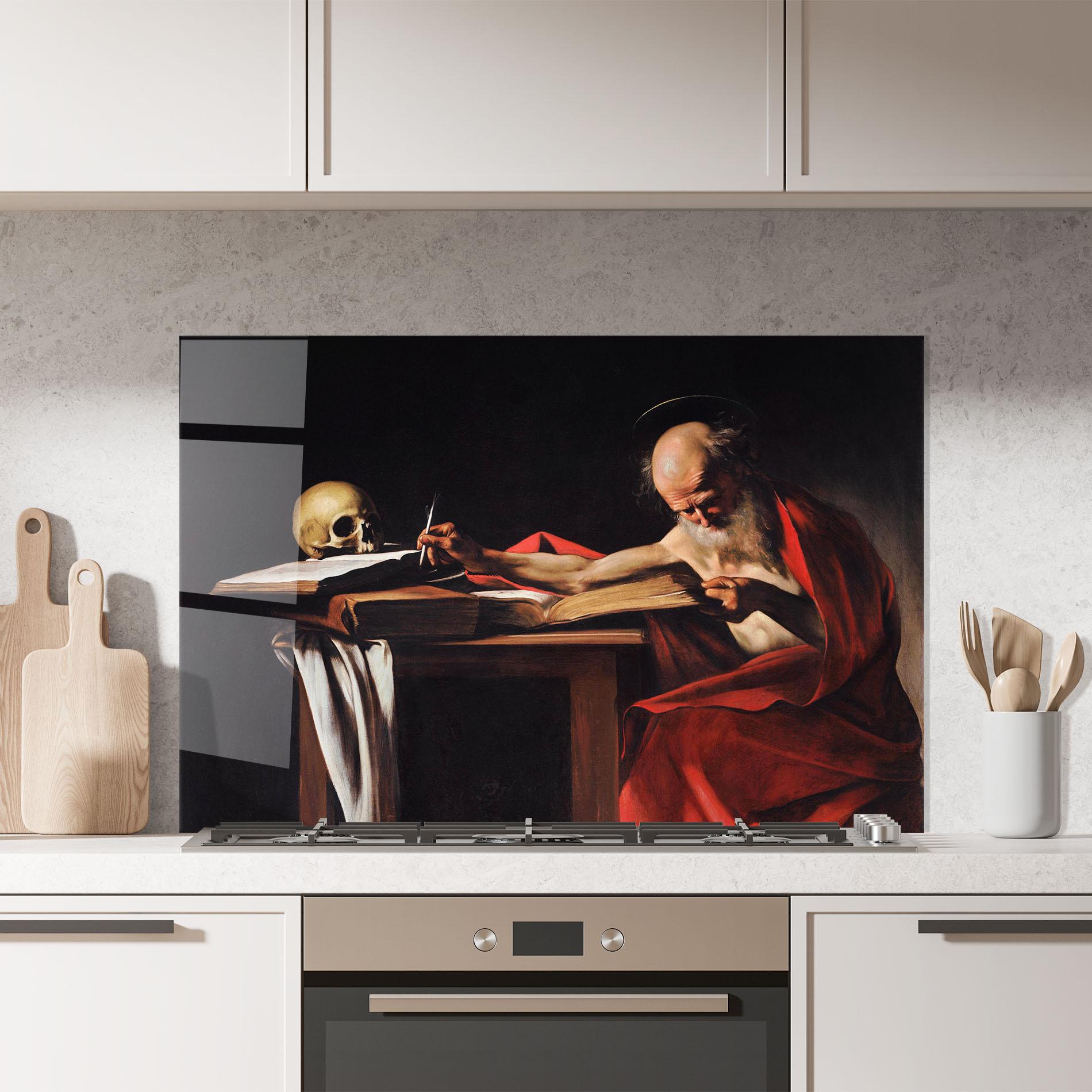 Panou Sticla Bucatarie Saint Jerome Writing mockup 7