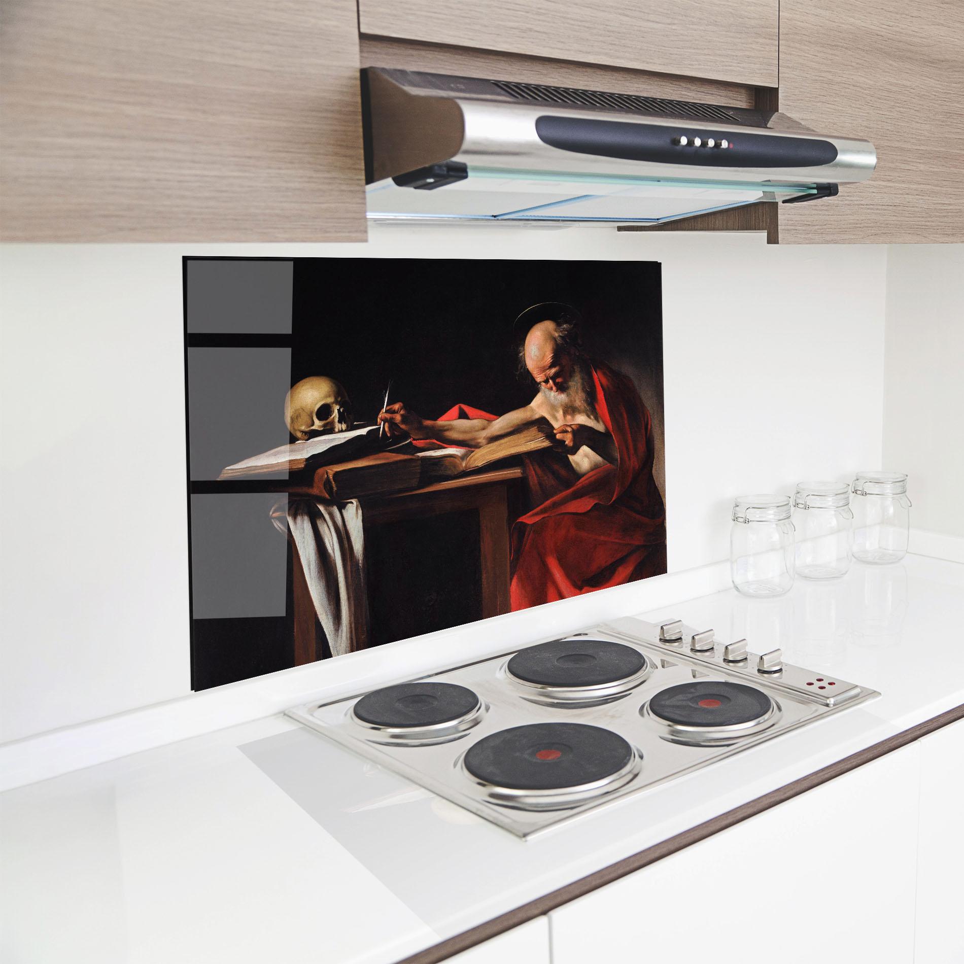 Panou Sticla Bucatarie Saint Jerome Writing mockup 8