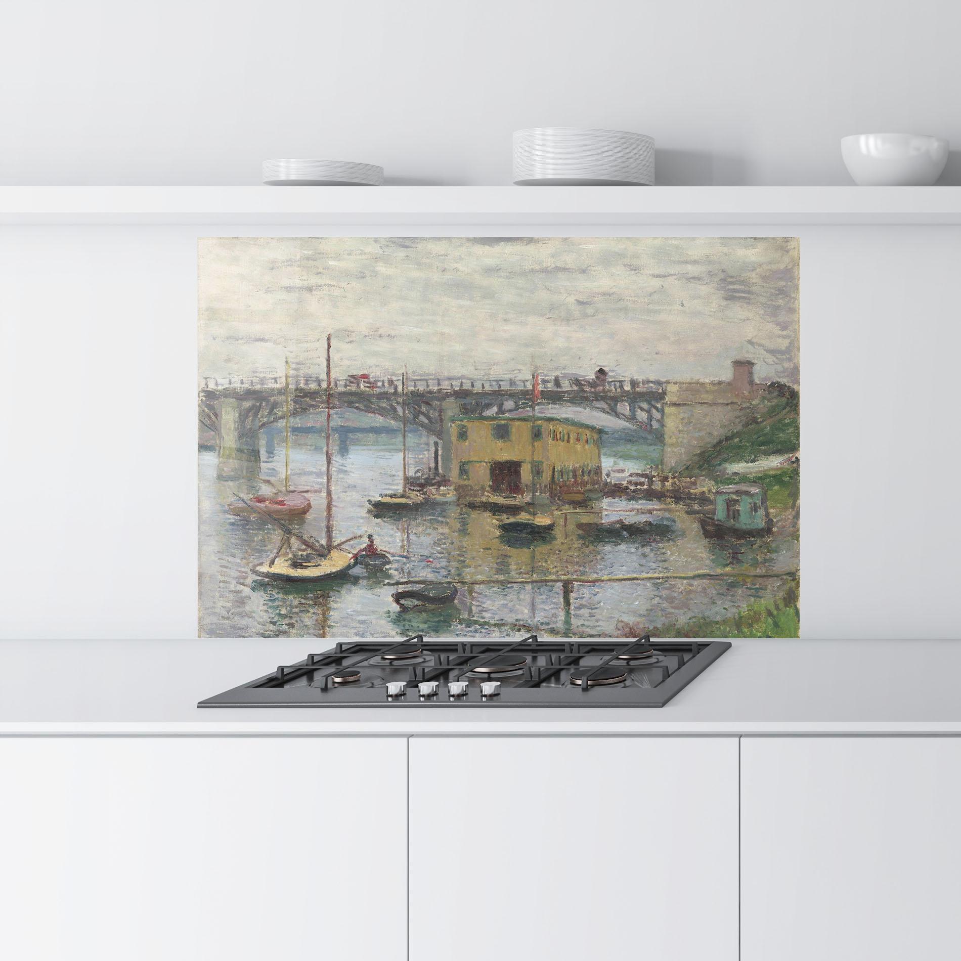 Panou Sticla Bucatarie Bridge At Argenteuil Monet mockup 9
