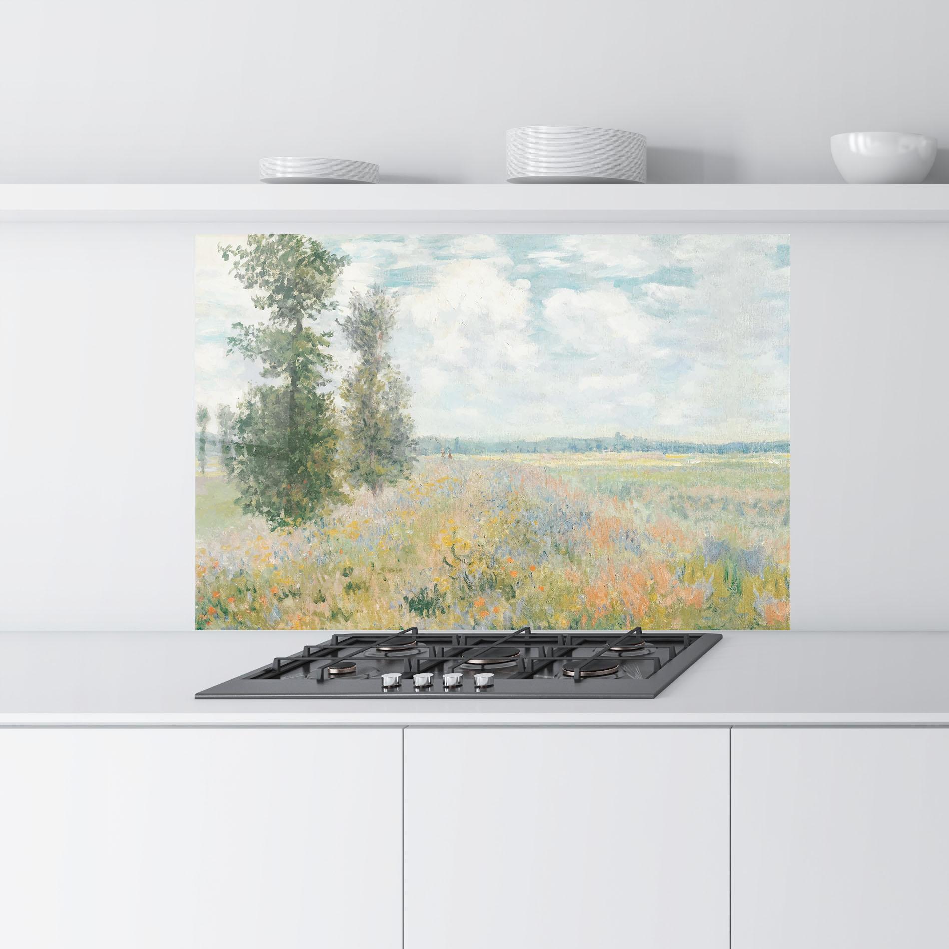 Panou Sticla Bucatarie Monet's Landscape Background mockup 9