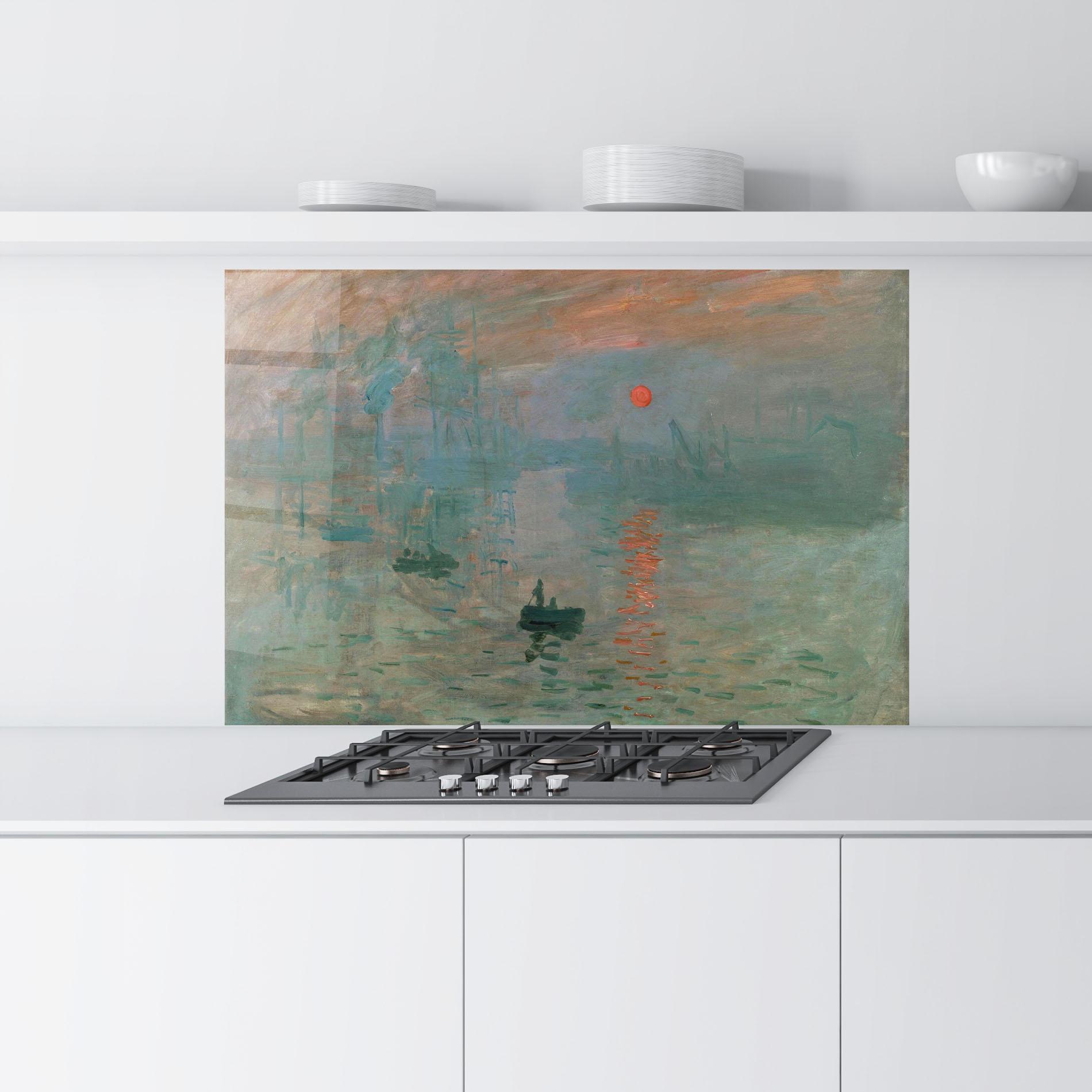 Panou Sticla Bucatarie Monet Sunrise mockup 9
