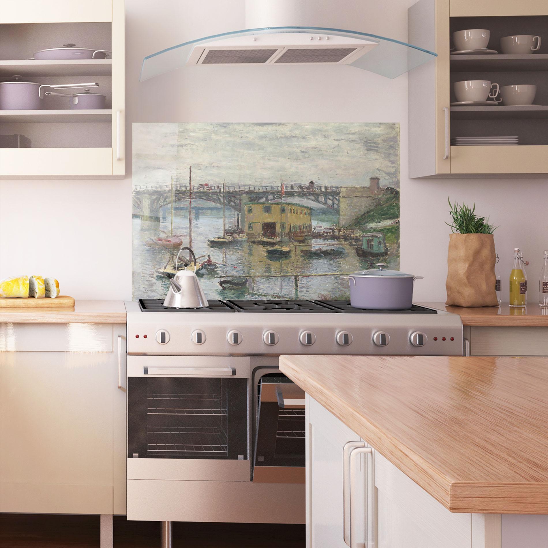 Panou Sticla Bucatarie Bridge At Argenteuil Monet mockup 1