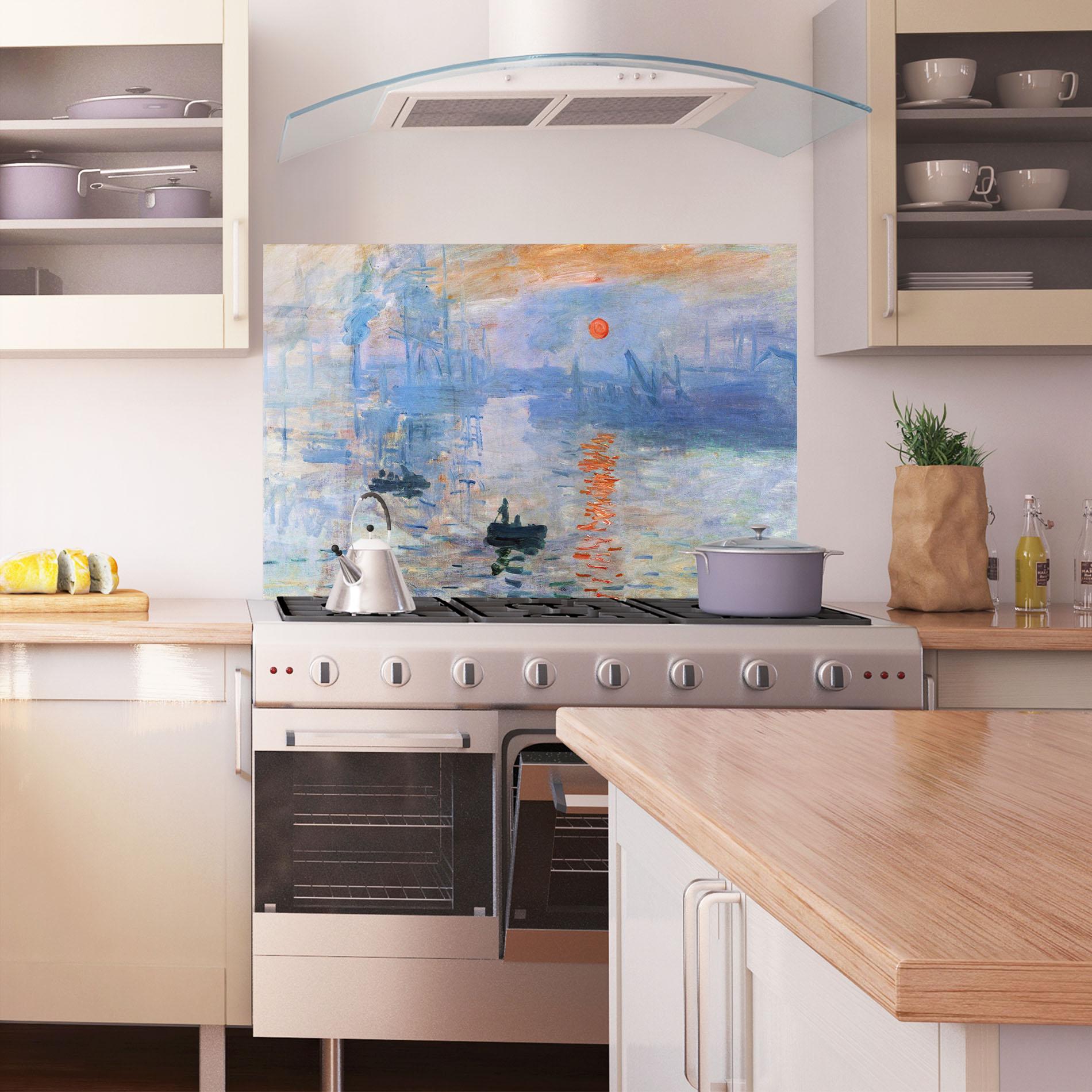 Panou Sticla Bucatarie Monet Impressionist mockup 1