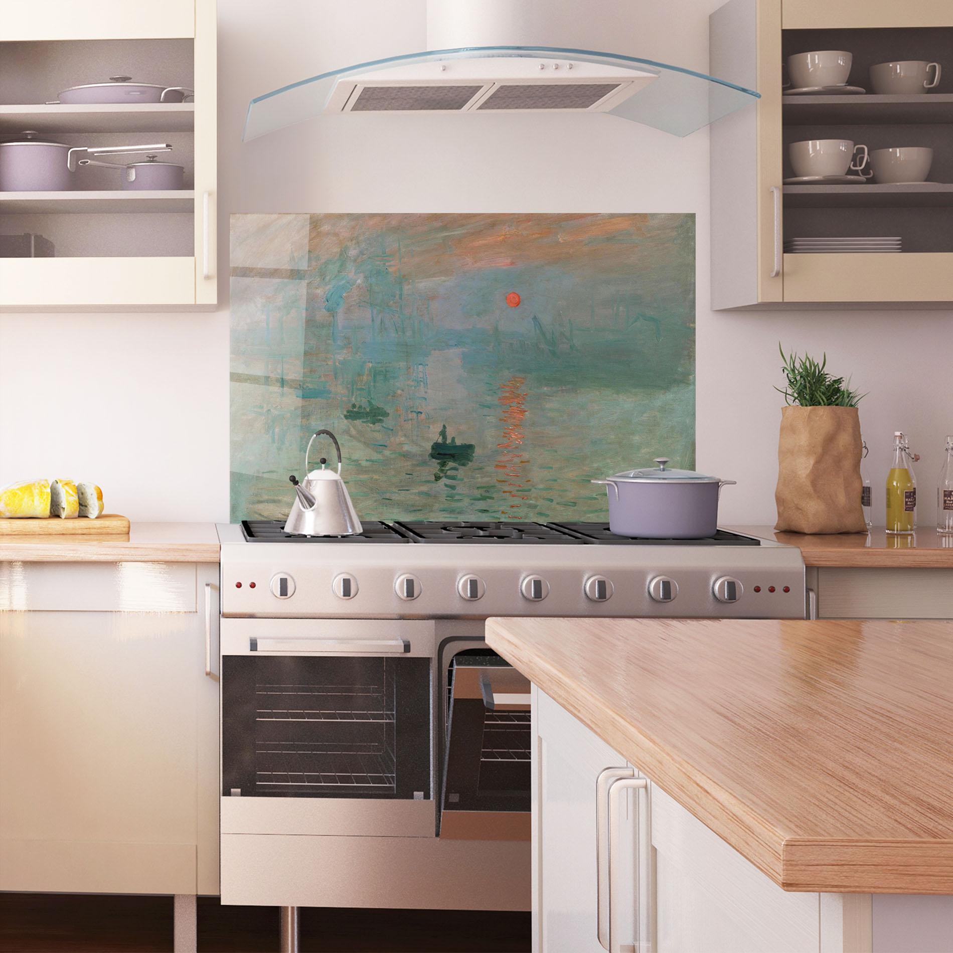 Panou Sticla Bucatarie Monet Sunrise mockup 1
