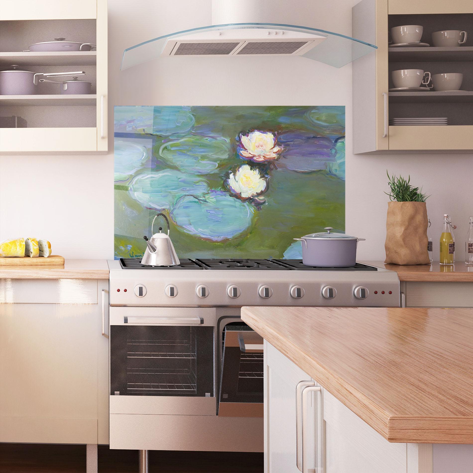 Panou Sticla Bucatarie Nympheas Monet. mockup 1