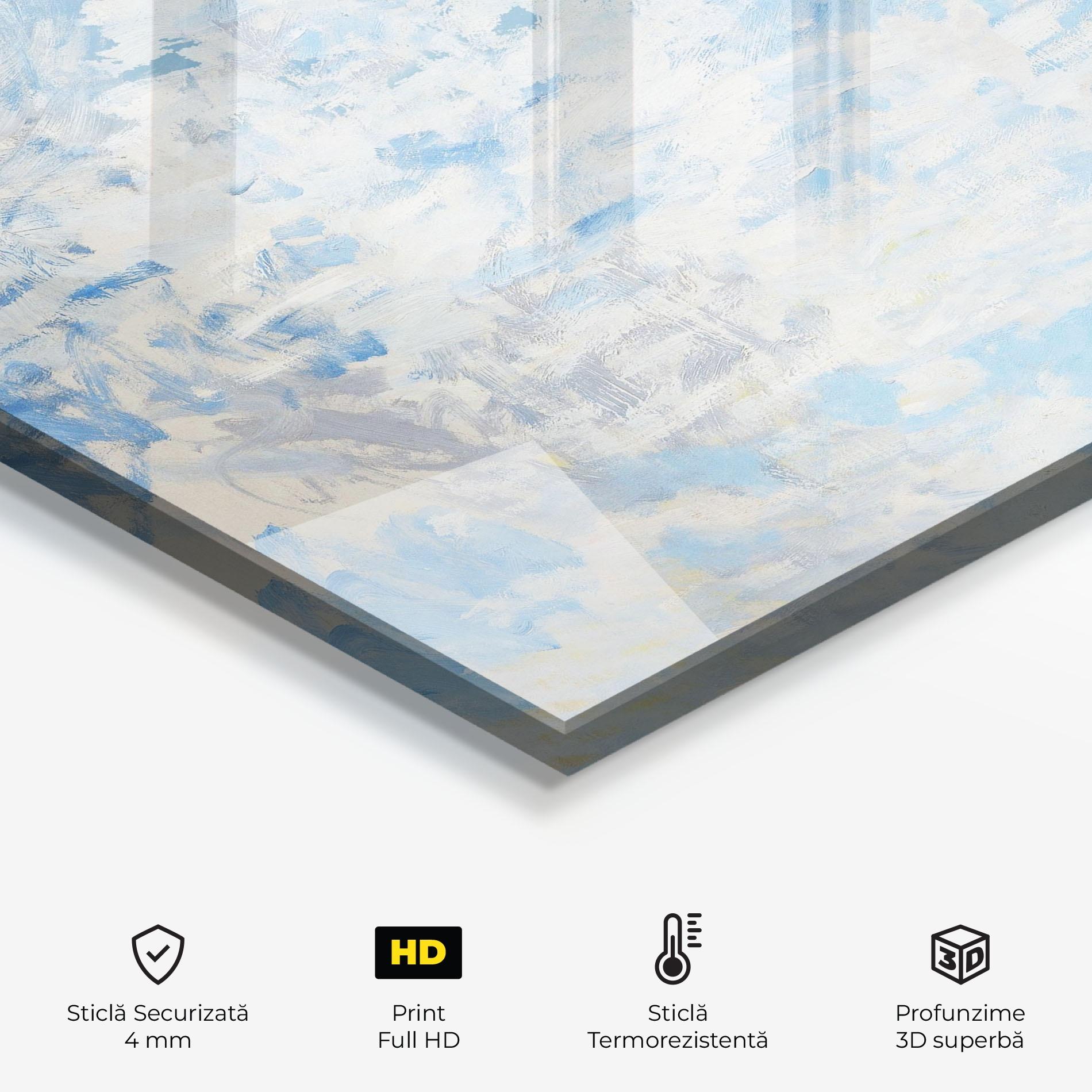 Panou Sticla Bucatarie Clouds Monet mockup 2