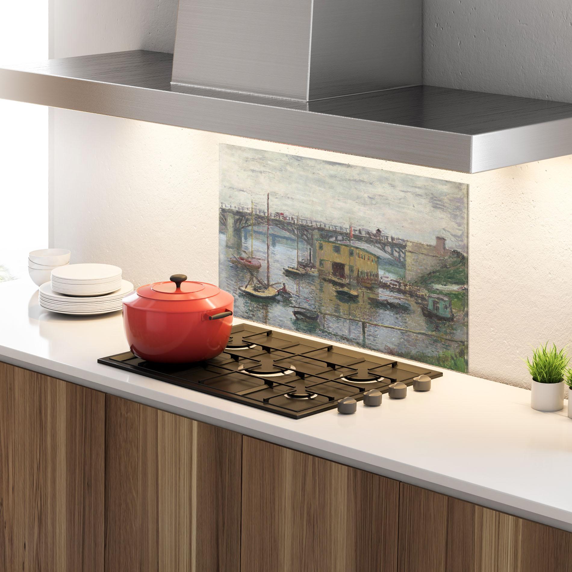 Panou Sticla Bucatarie Bridge At Argenteuil Monet mockup 4