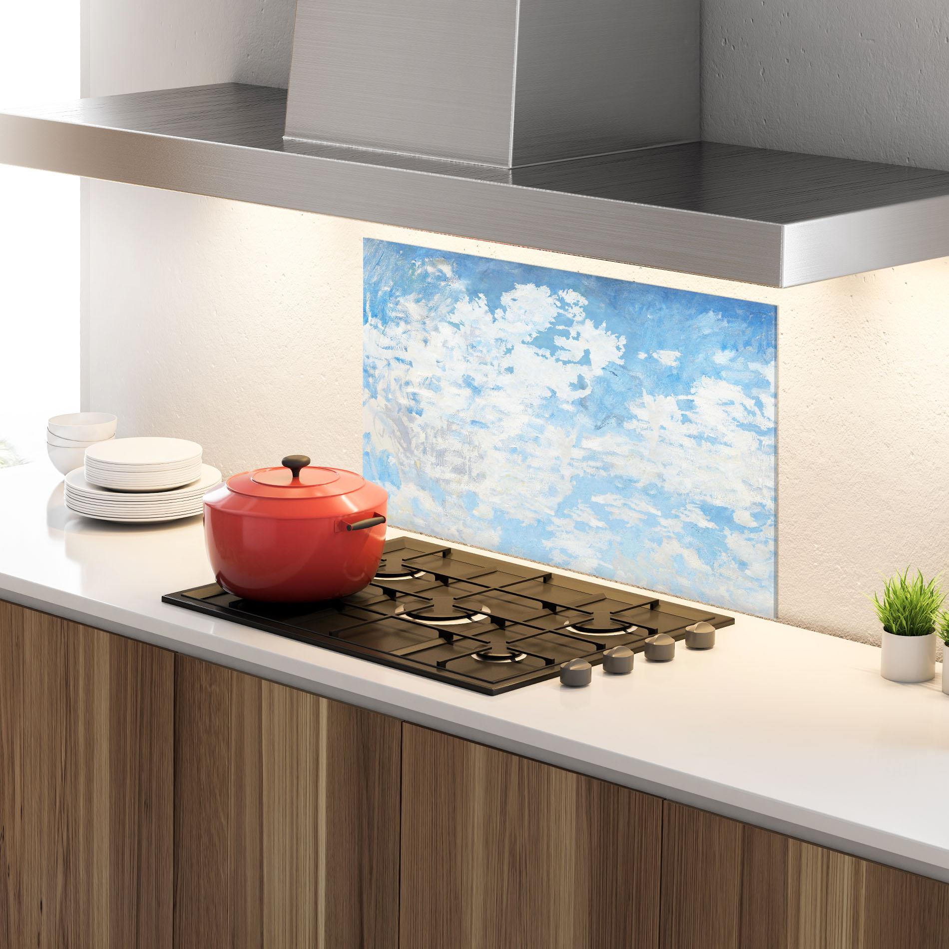 Panou Sticla Bucatarie Clouds Monet mockup 4