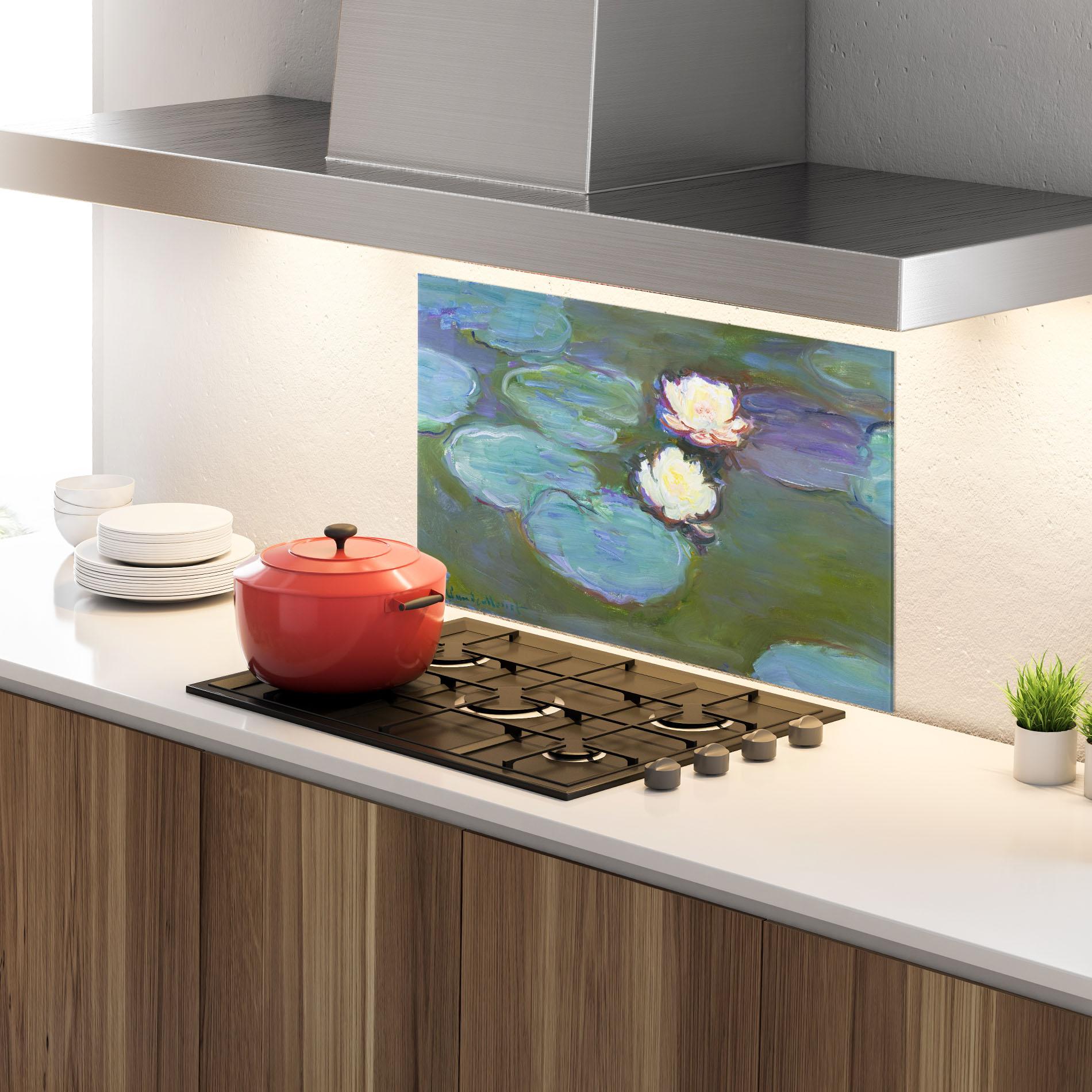 Panou Sticla Bucatarie Nympheas Monet. mockup 4