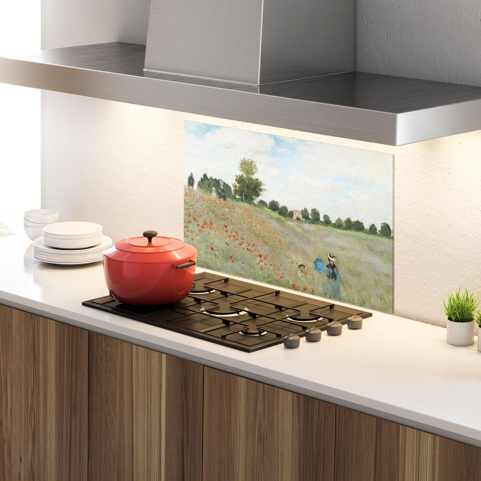 Panou Sticla Bucatarie Poppy Field Near Argenteuil mockup 4