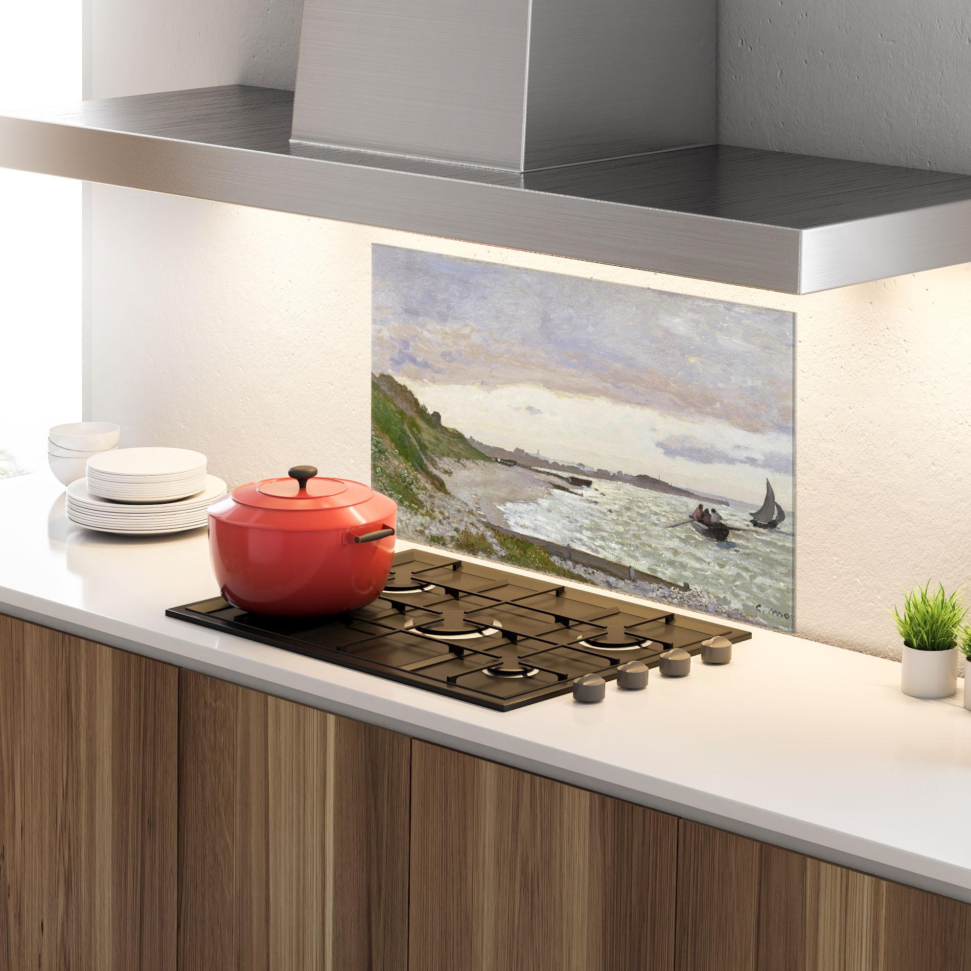 Panou Sticla Bucatarie Seashore At Sainte Adresse mockup 4