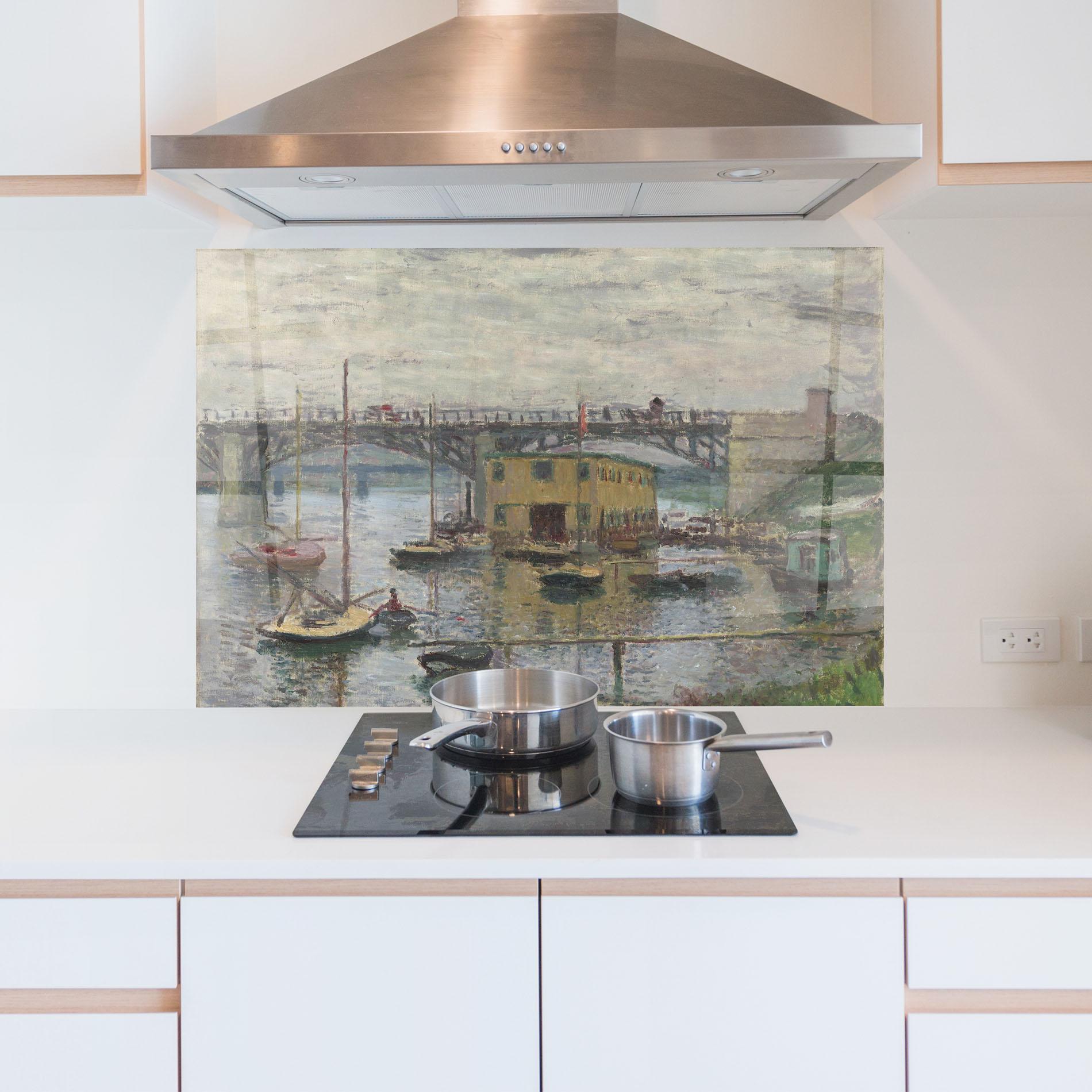 Panou Sticla Bucatarie Bridge At Argenteuil Monet mockup 5