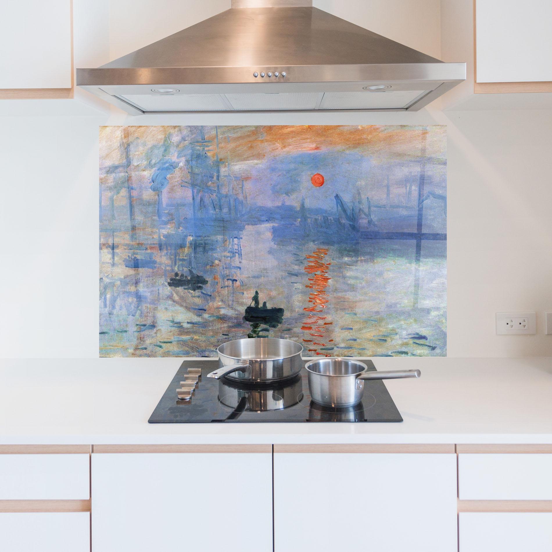 Panou Sticla Bucatarie Monet Impressionist mockup 5