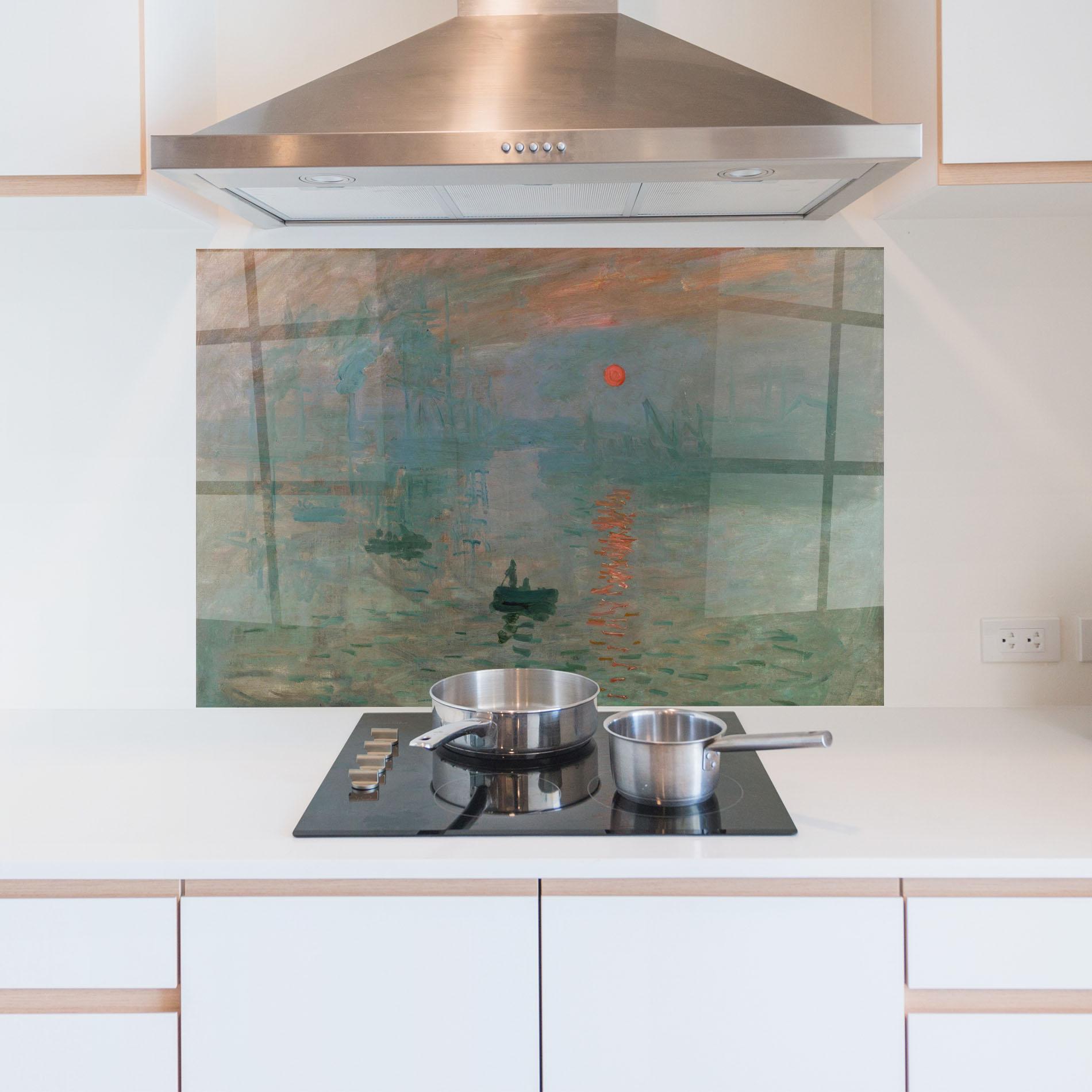 Panou Sticla Bucatarie Monet Sunrise mockup 5