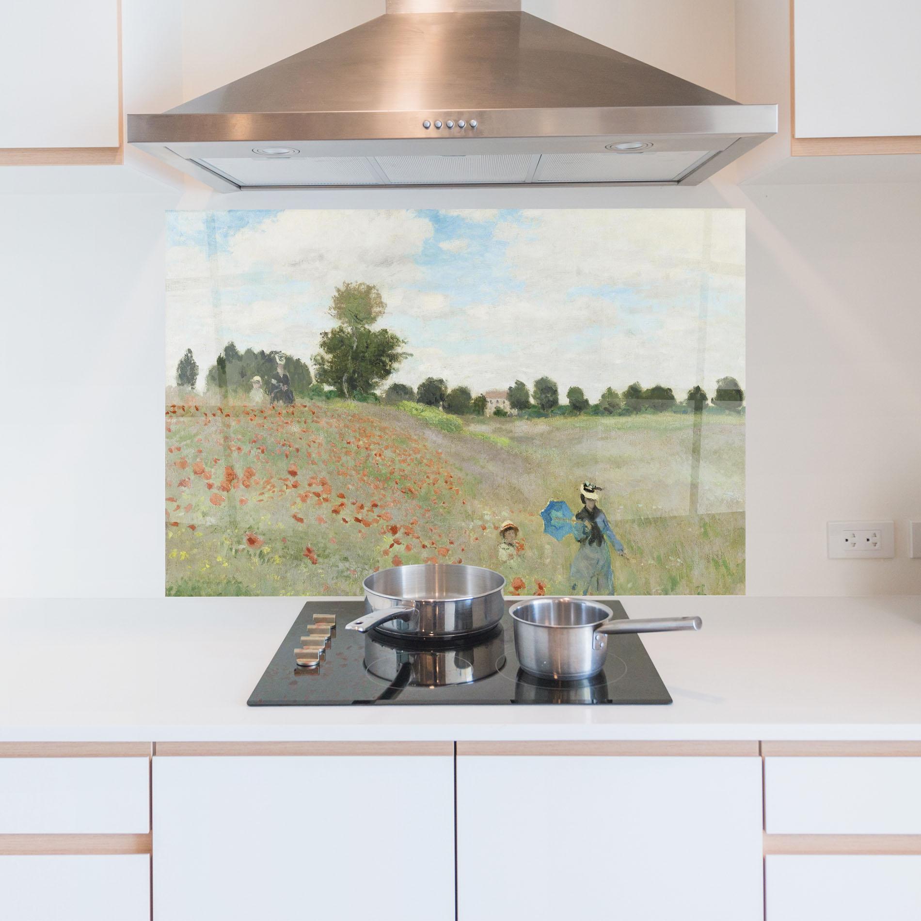 Panou Sticla Bucatarie Poppy Field Near Argenteuil mockup 5