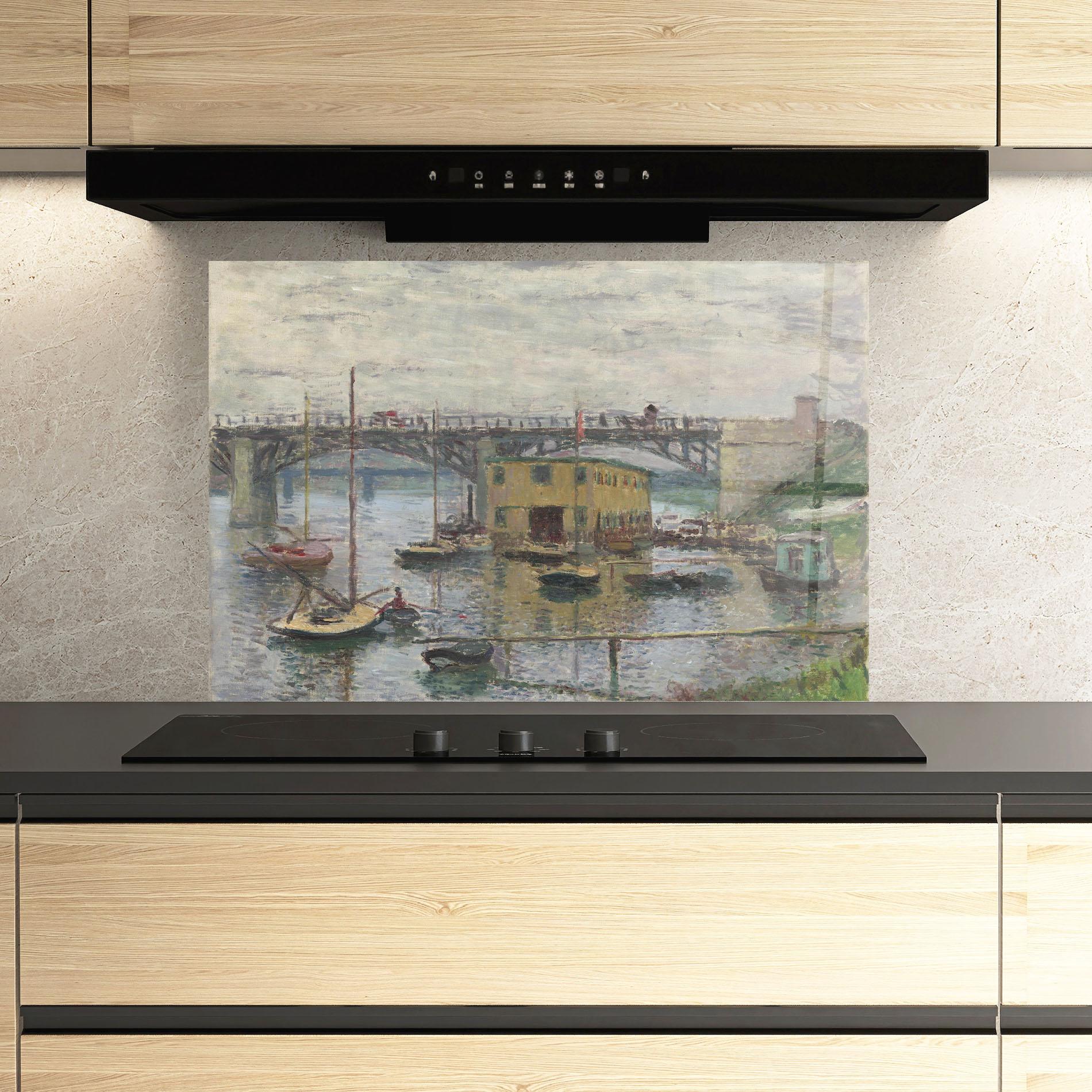 Panou Sticla Bucatarie Bridge At Argenteuil Monet mockup 3