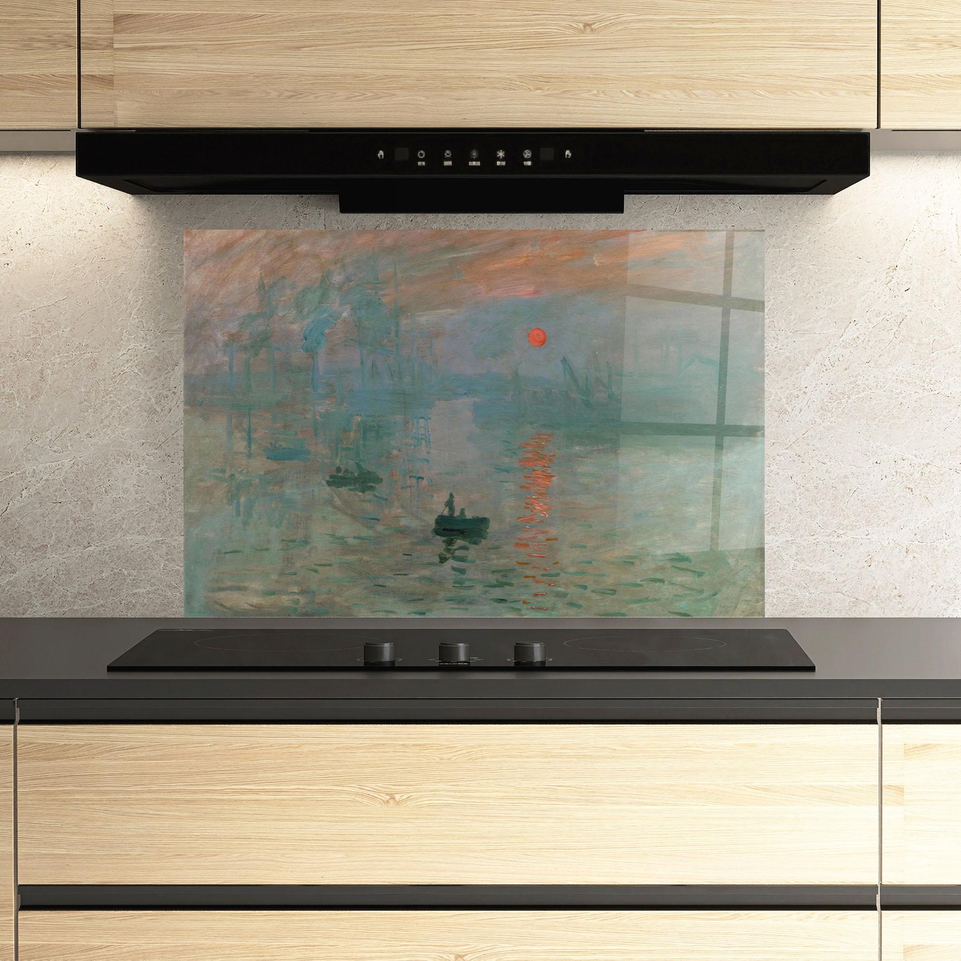 Panou Sticla Bucatarie Monet Sunrise mockup 3