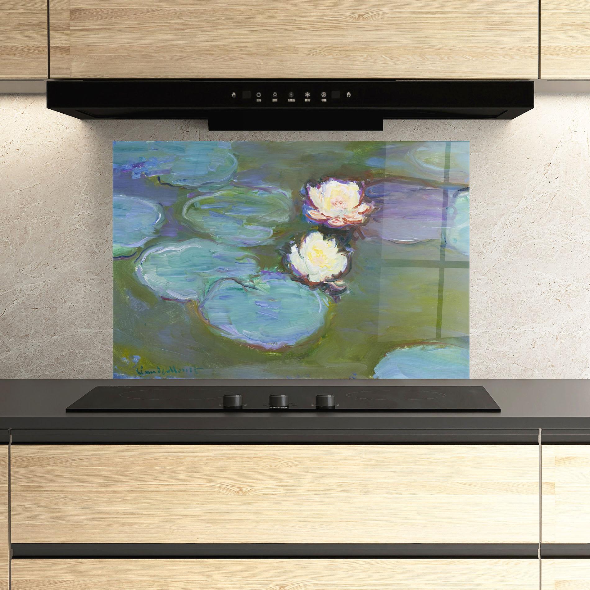 Panou Sticla Bucatarie Nympheas Monet. mockup 3