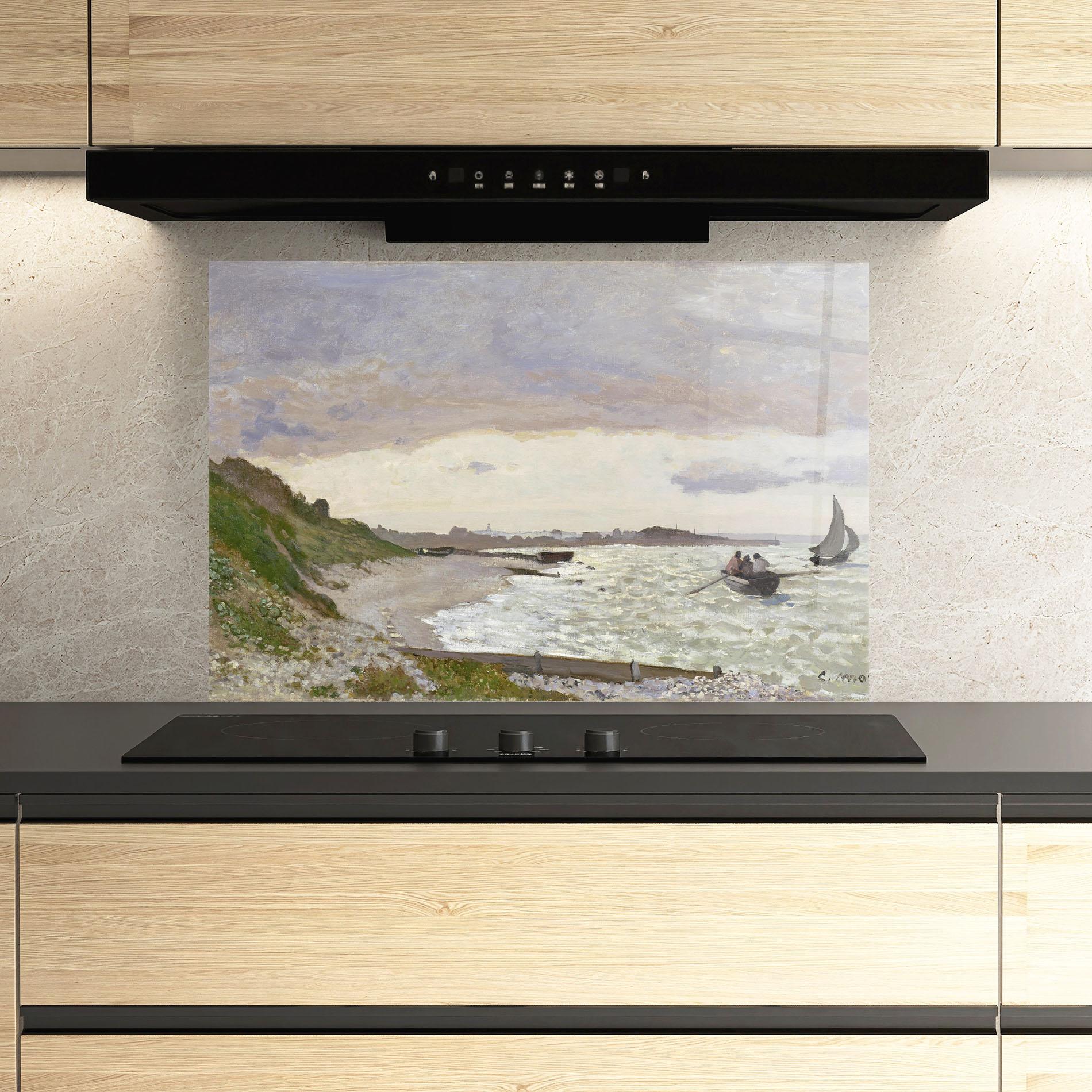 Panou Sticla Bucatarie Seashore At Sainte Adresse mockup 3