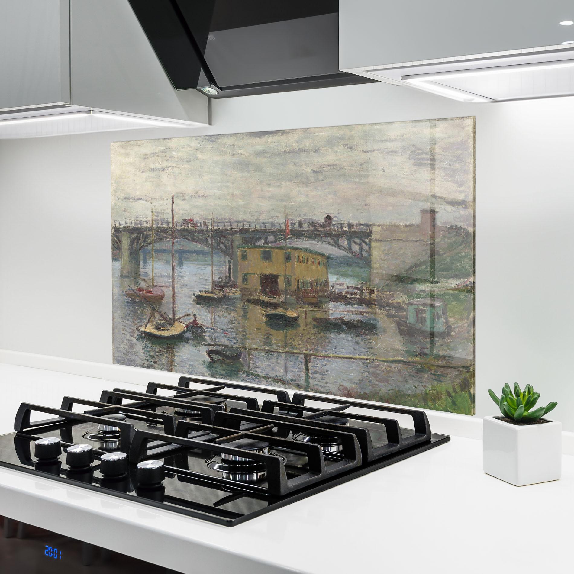 Panou Sticla Bucatarie Bridge At Argenteuil Monet mockup 6