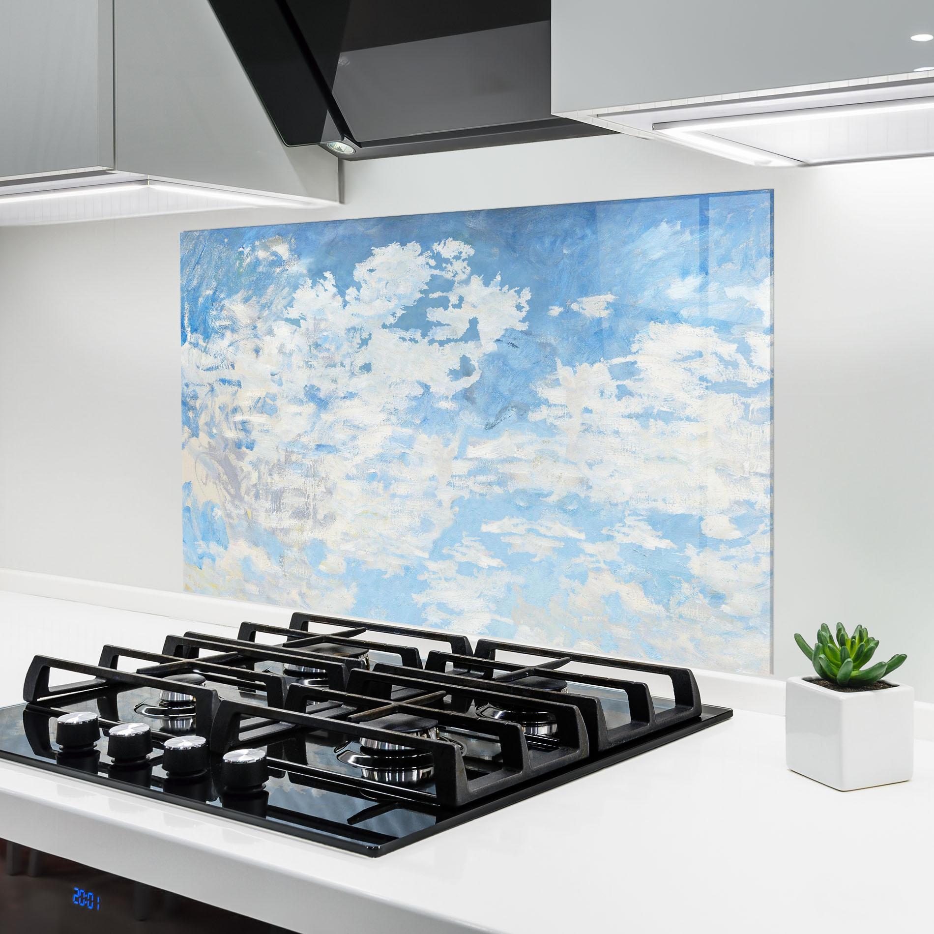 Panou Sticla Bucatarie Clouds Monet mockup 6