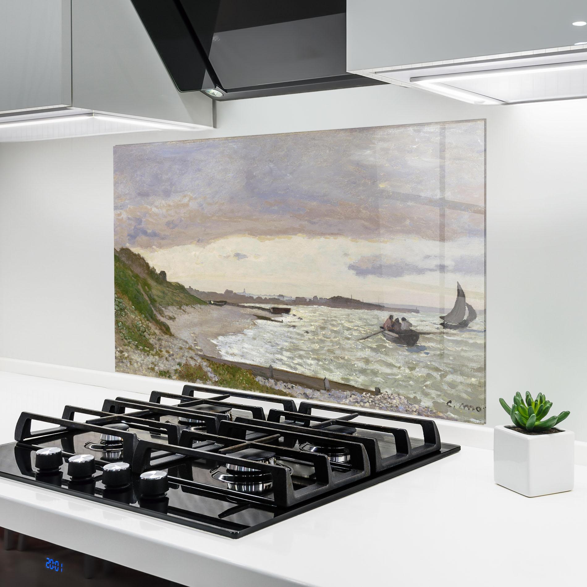 Panou Sticla Bucatarie Seashore At Sainte Adresse mockup 6