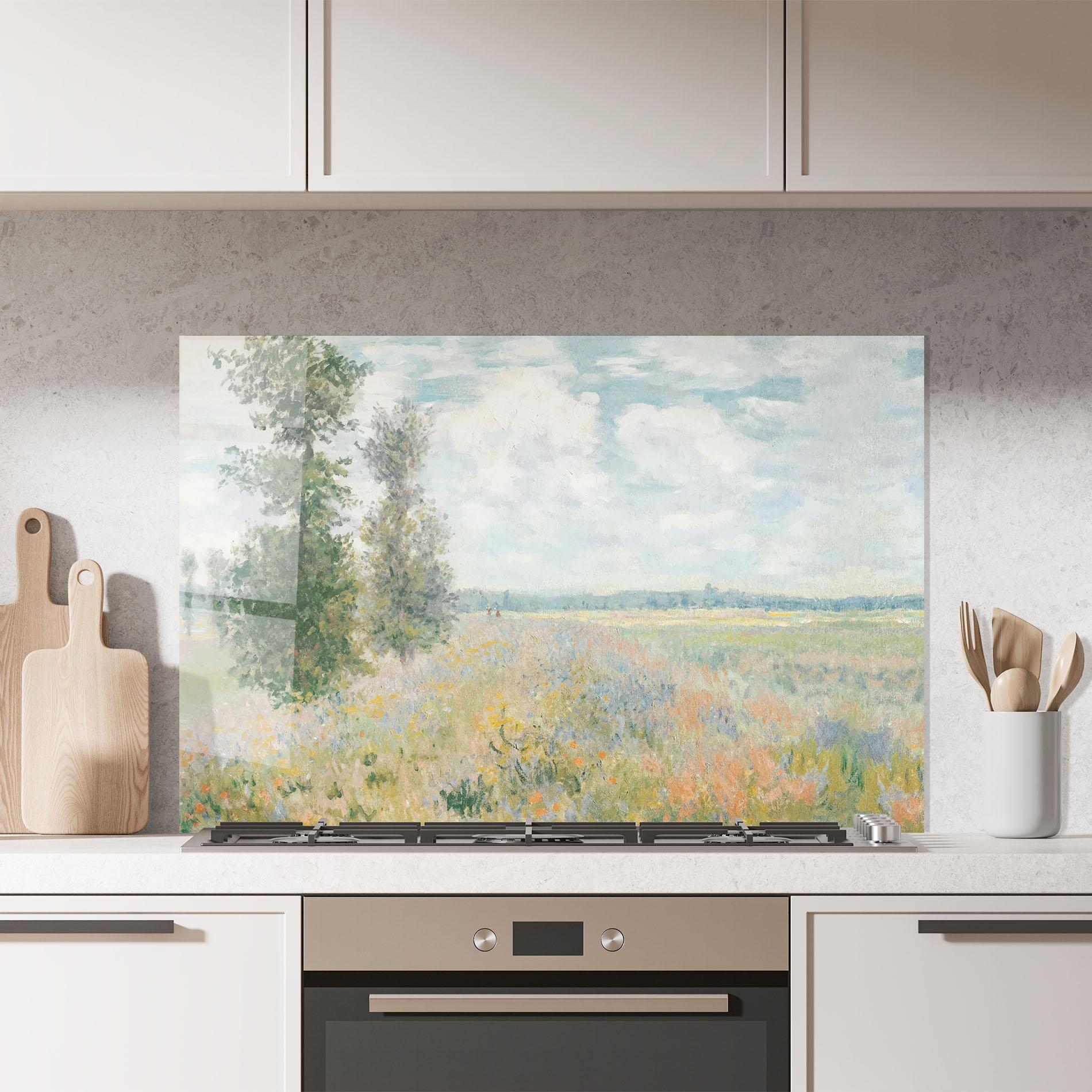 Panou Sticla Bucatarie Monet's Landscape Background mockup 7