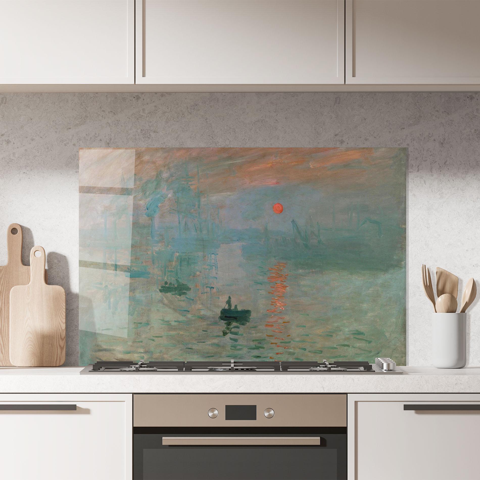 Panou Sticla Bucatarie Monet Sunrise mockup 7