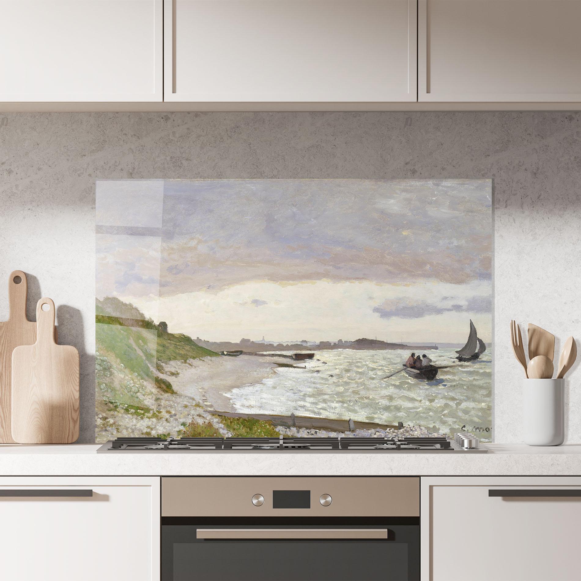 Panou Sticla Bucatarie Seashore At Sainte Adresse mockup 7