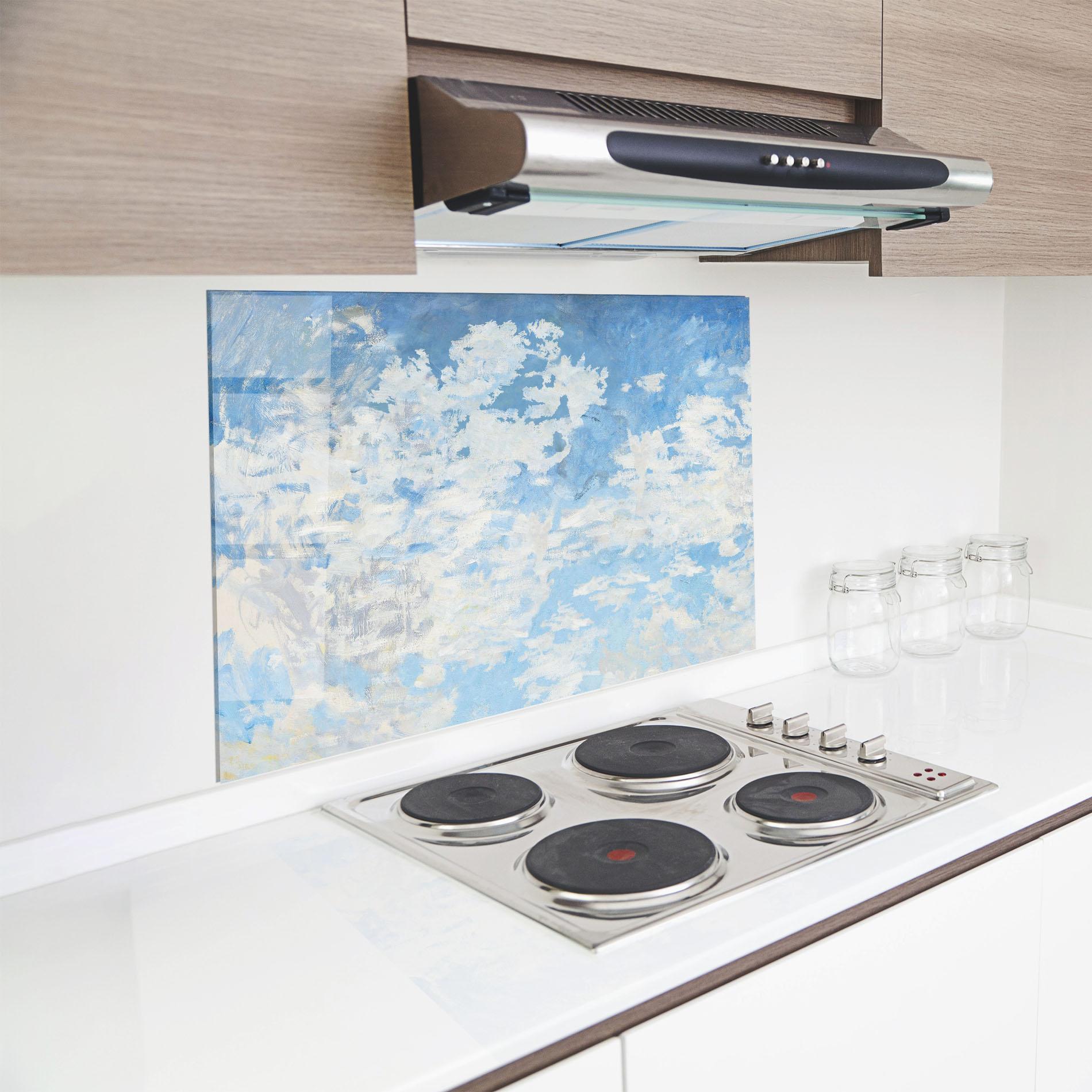 Panou Sticla Bucatarie Clouds Monet mockup 8