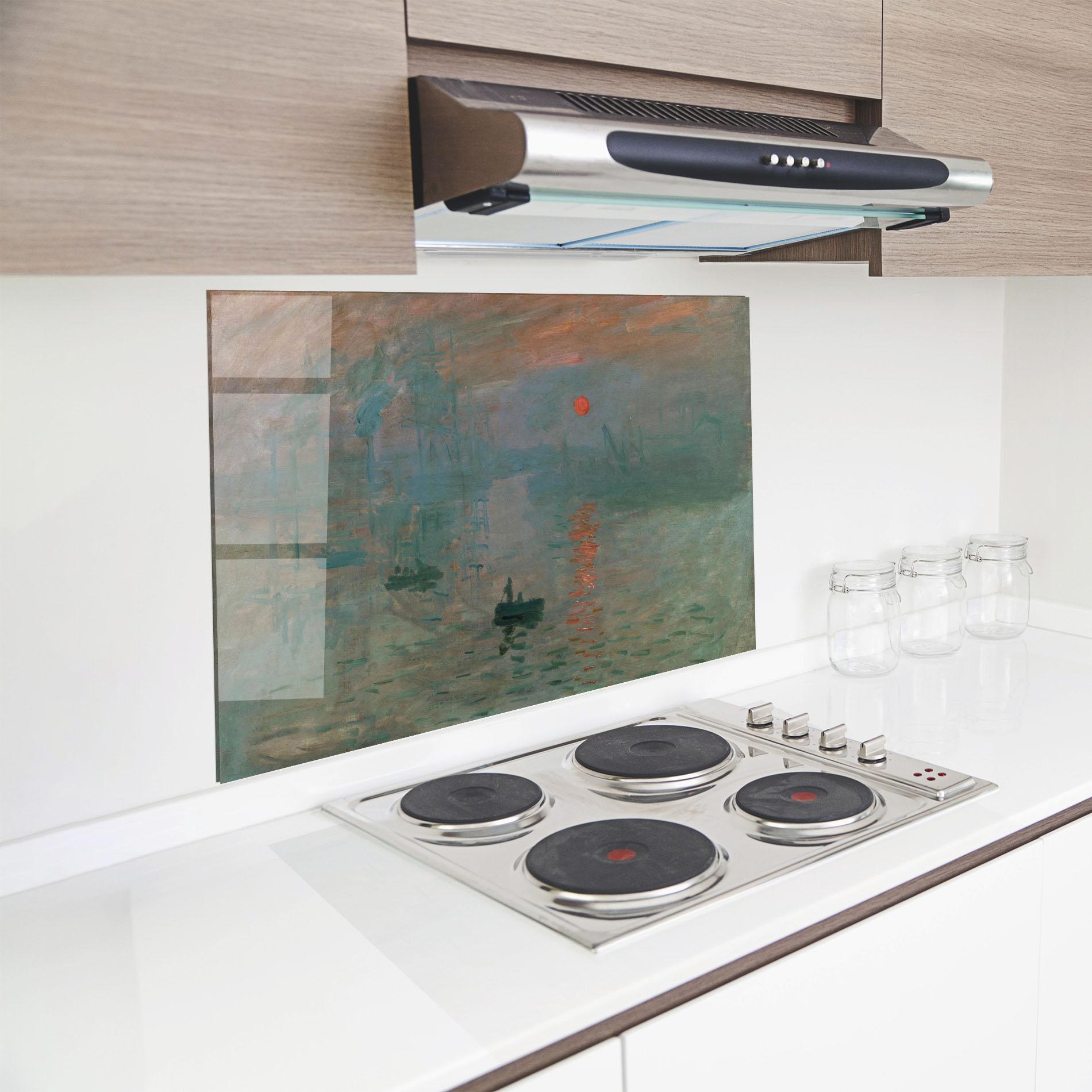 Panou Sticla Bucatarie Monet Sunrise mockup 8