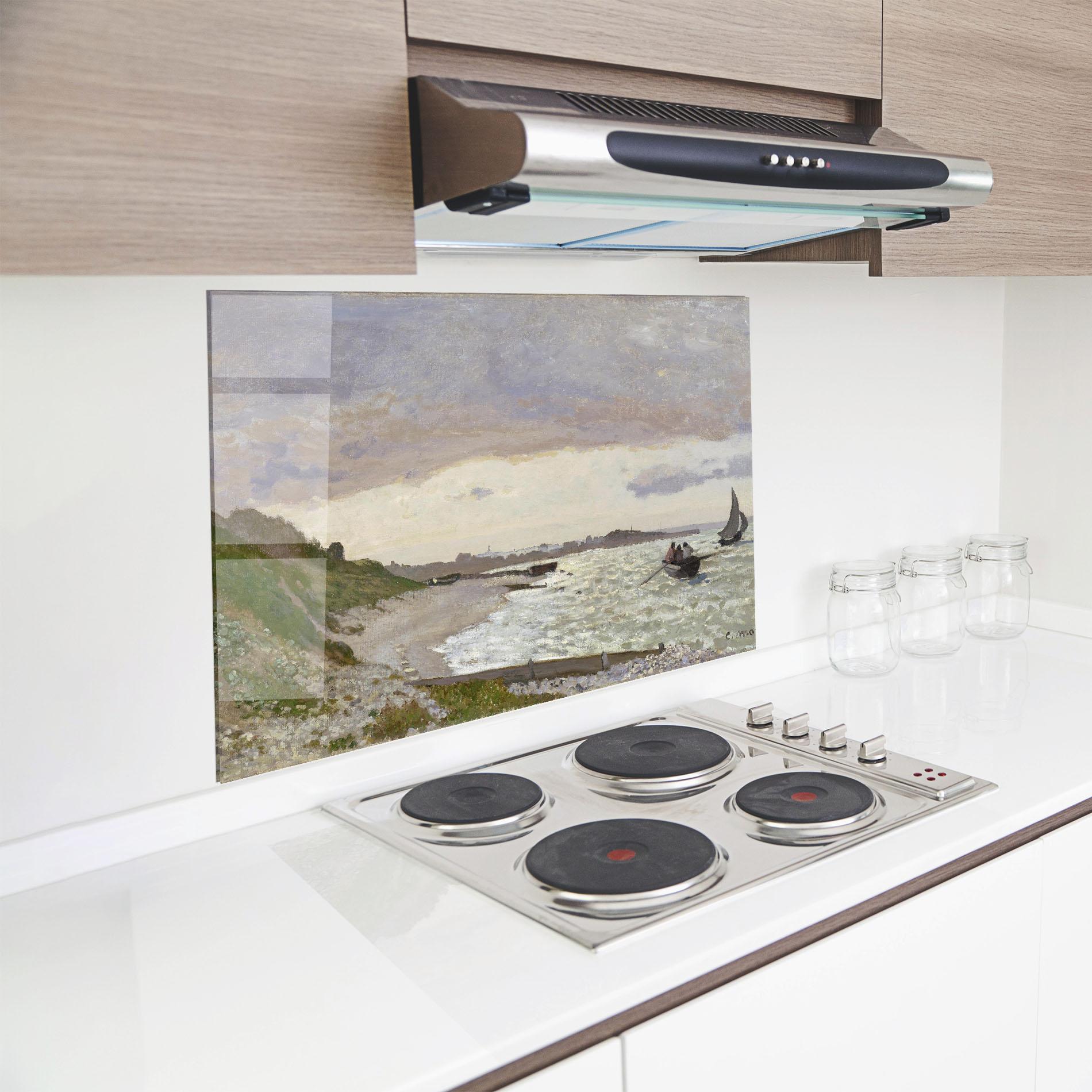 Panou Sticla Bucatarie Seashore At Sainte Adresse mockup 8