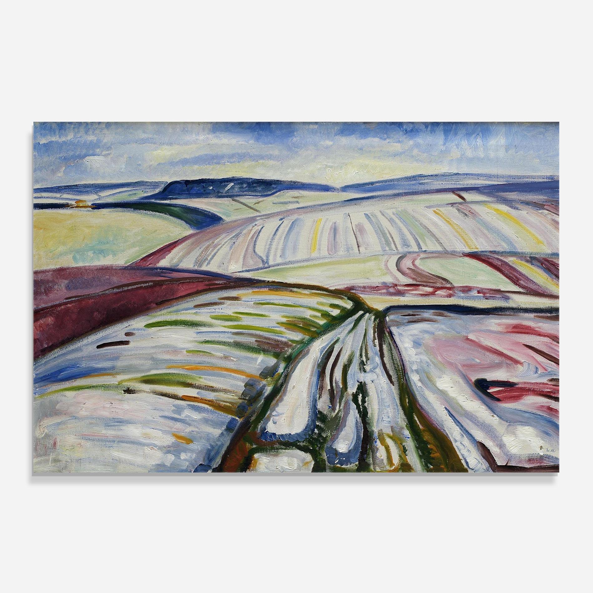 Panou Sticla Bucatarie Field In Snow mockup 0